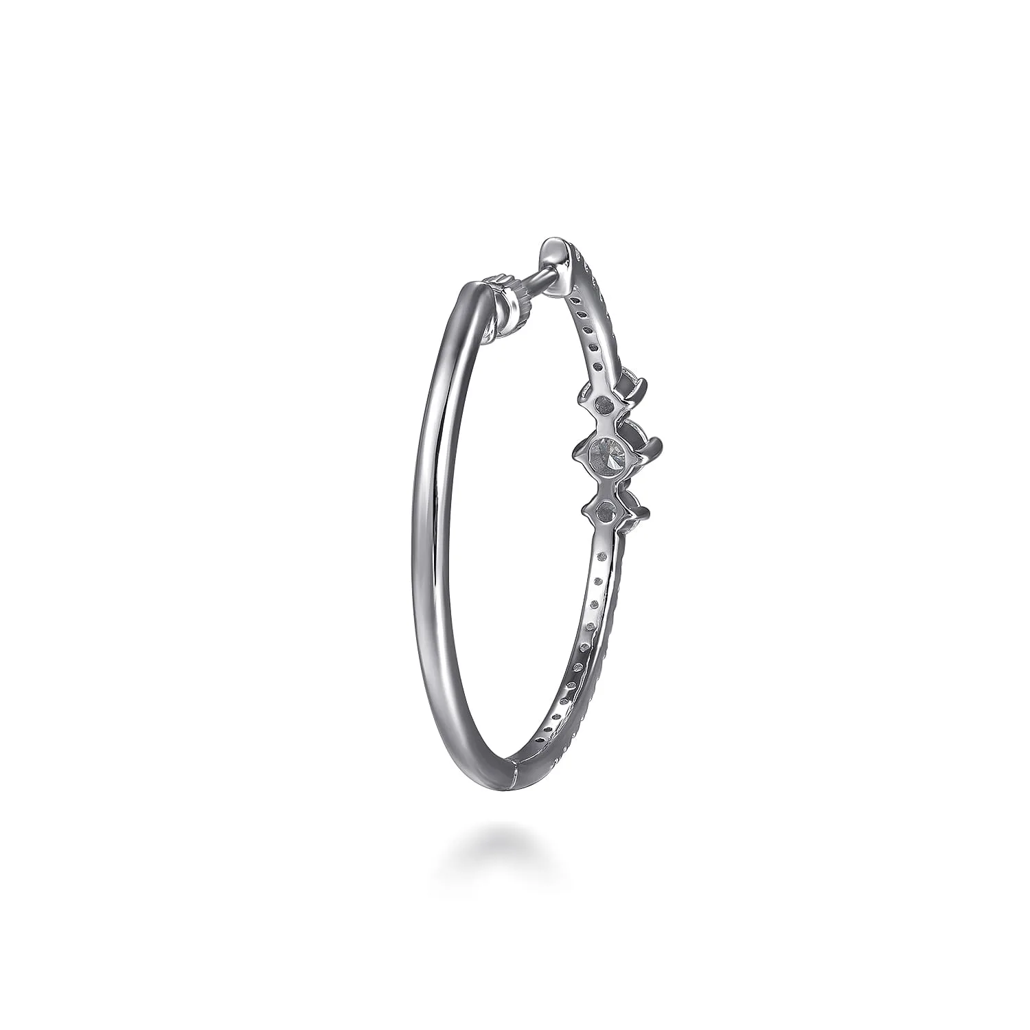 Diamond Classic Hoop Earrings in 14K White Gold, photograph 3