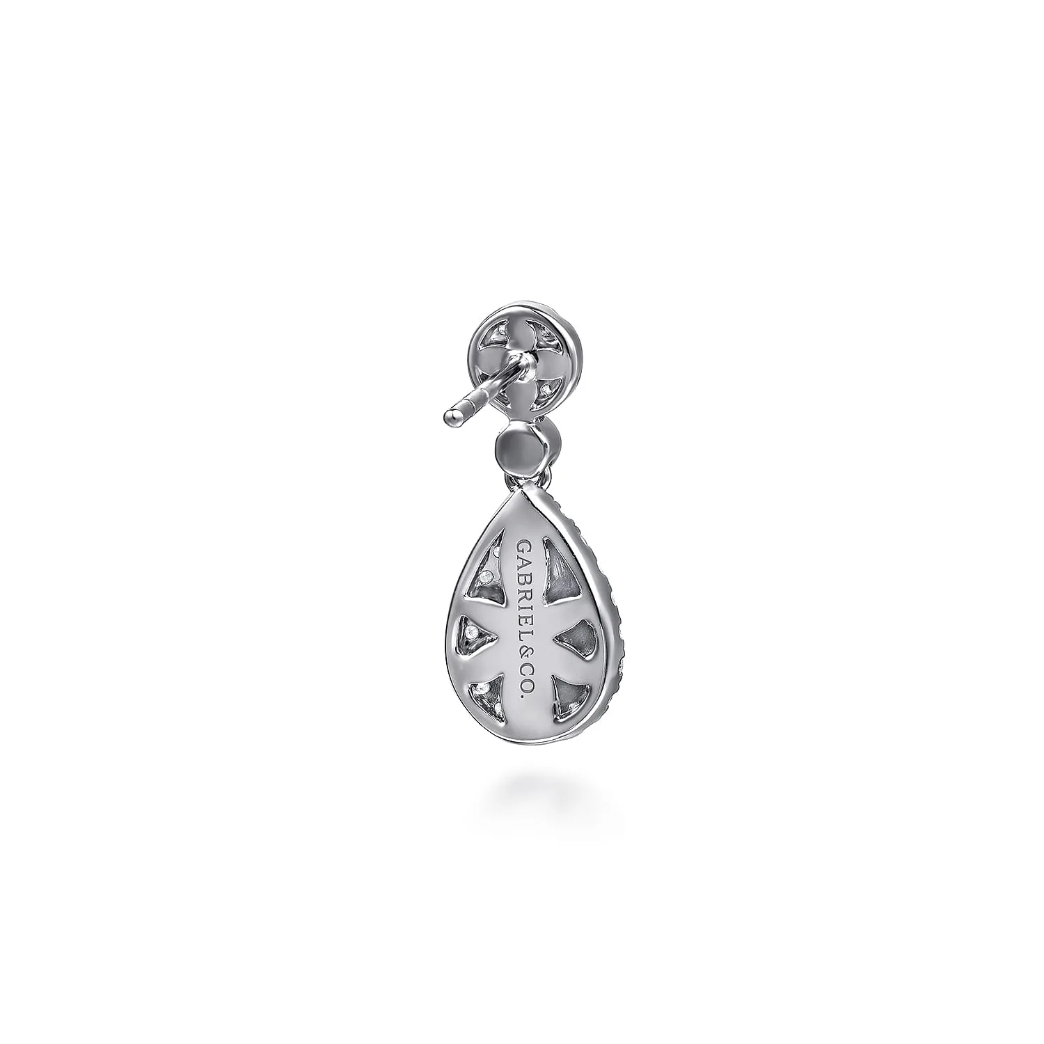 Diamond Stud Drop Earrings in 14K White Gold, photograph 3