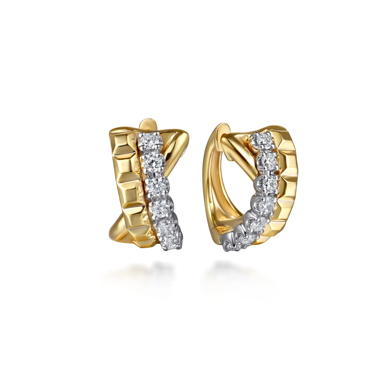 Diamond Criss Cross Huggie Earrings