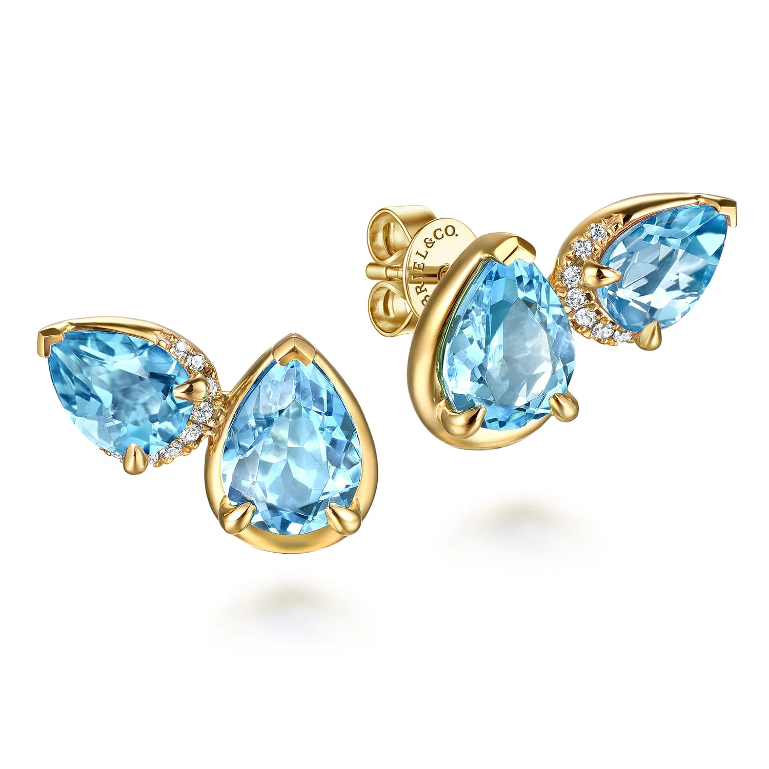 Toi et Moi Diamond and Blue Topaz Stud Earrings