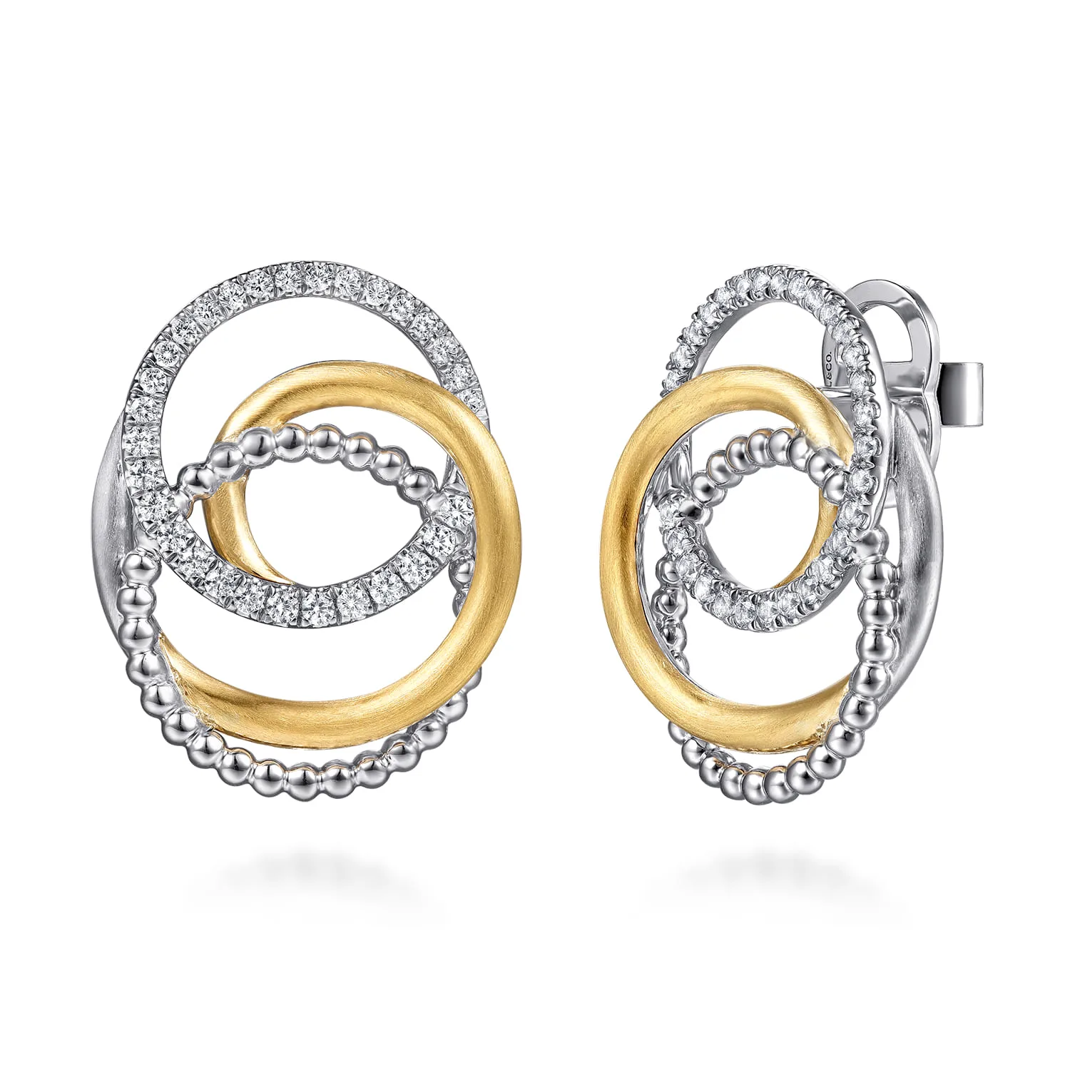 and Bujukan and White Sapphire Multi Round Link Stud Earrings
