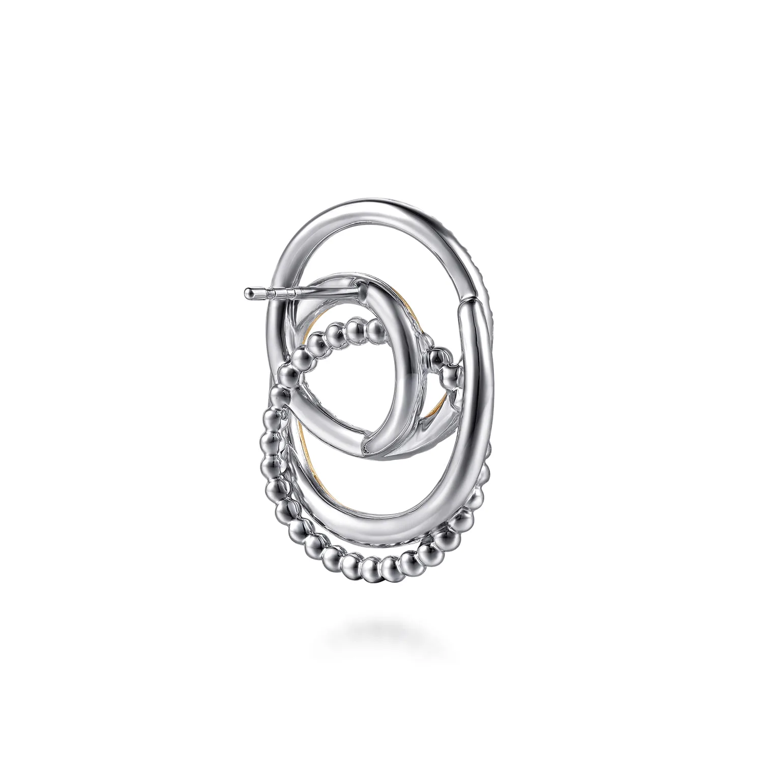 and Bujukan and White Sapphire Multi Round Link Stud Earrings in 14K Yellow Gold, photograph 2