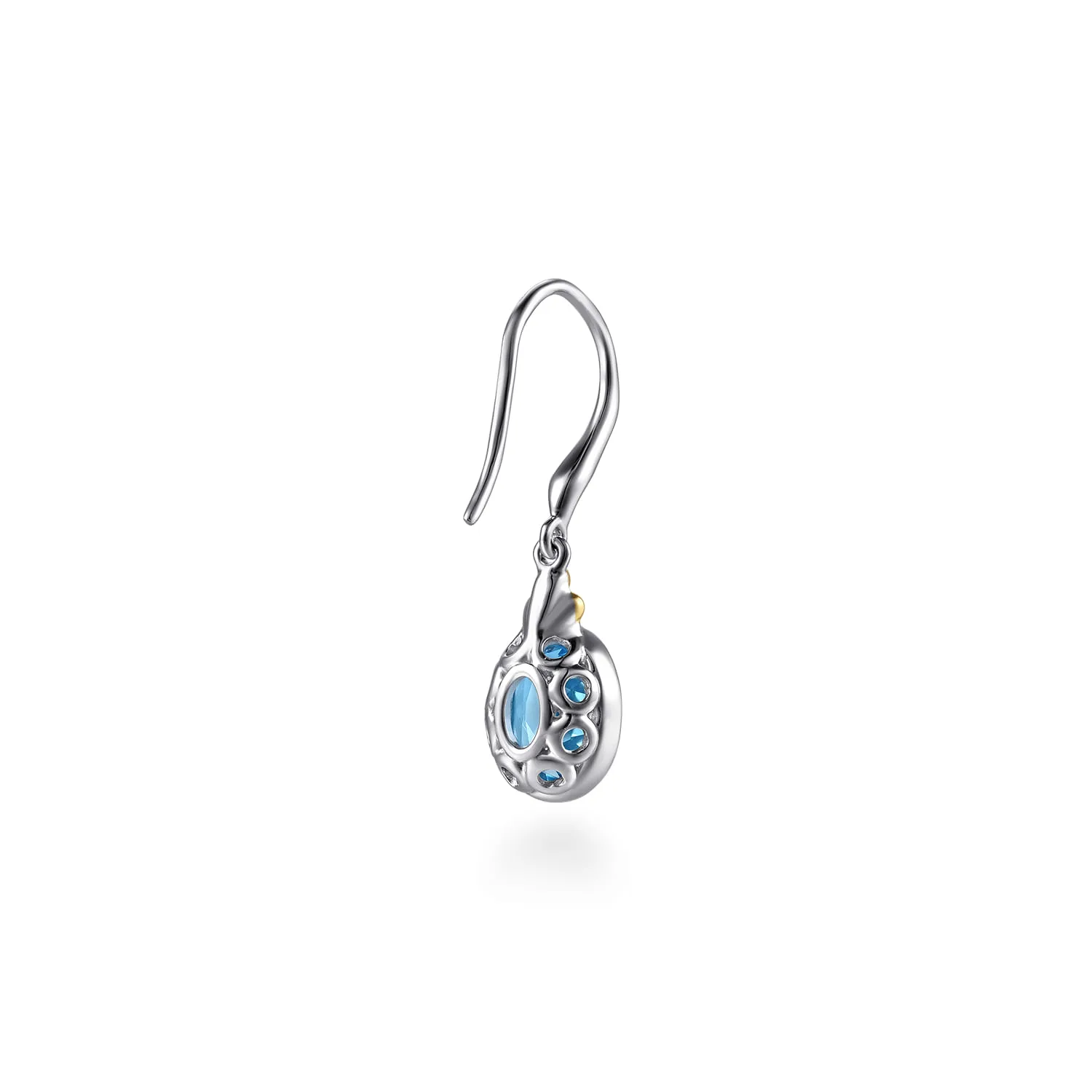 and Bujukan Blue Topaz Drop Earrings in 14K Yellow Gold, photograph 2