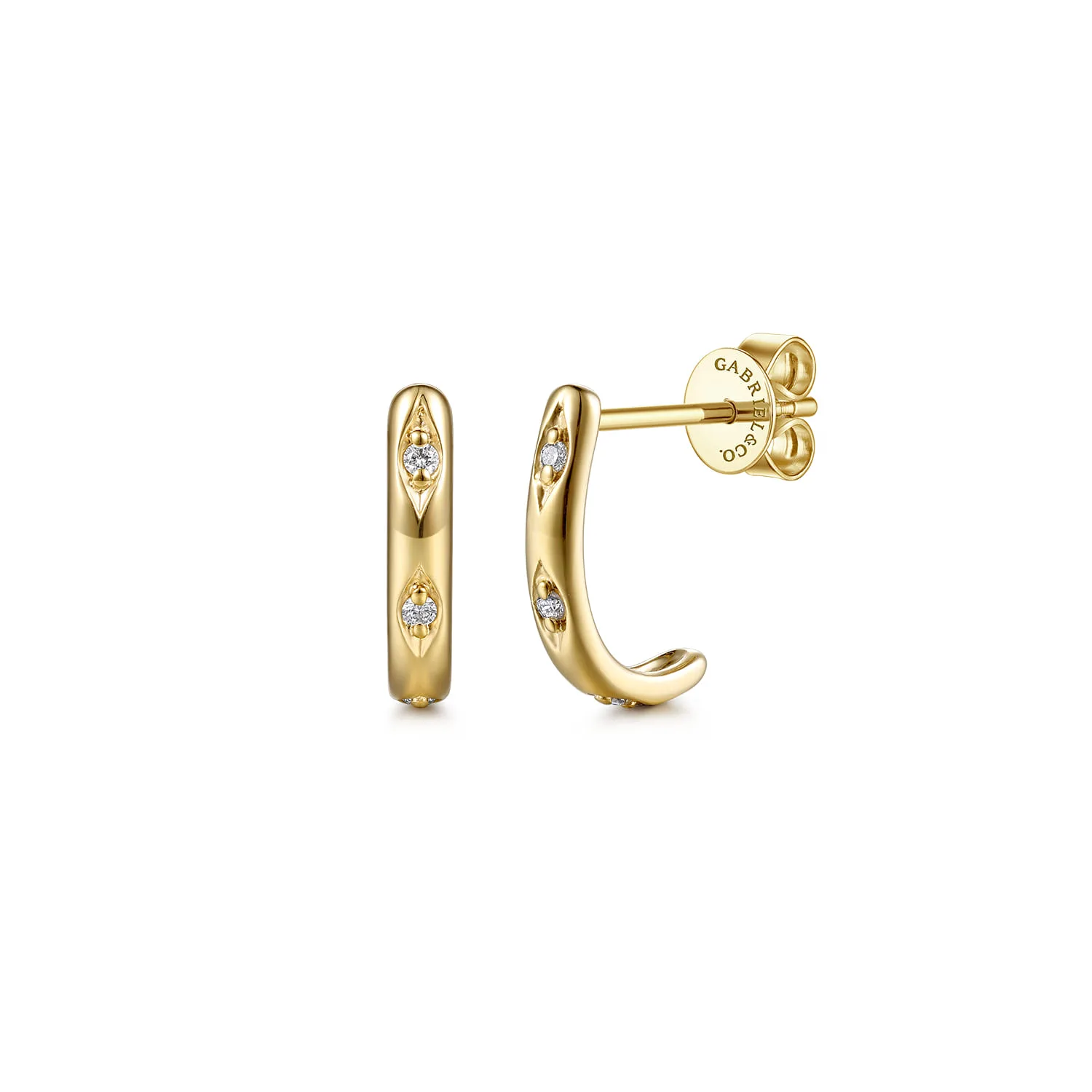 Diamond J Hoop Earrings