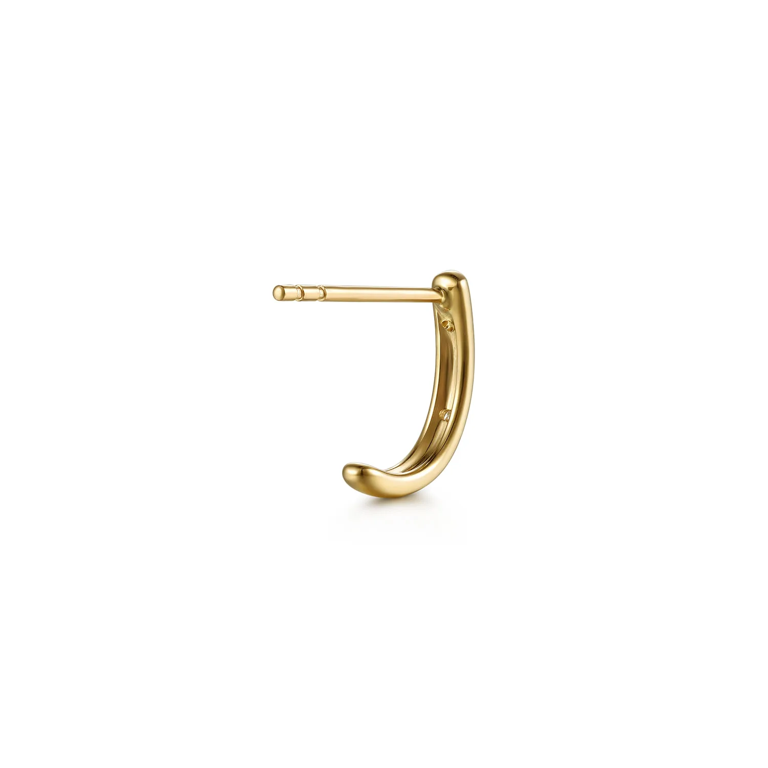 Diamond J Hoop Earrings in 14K Yellow Gold, photograph 2