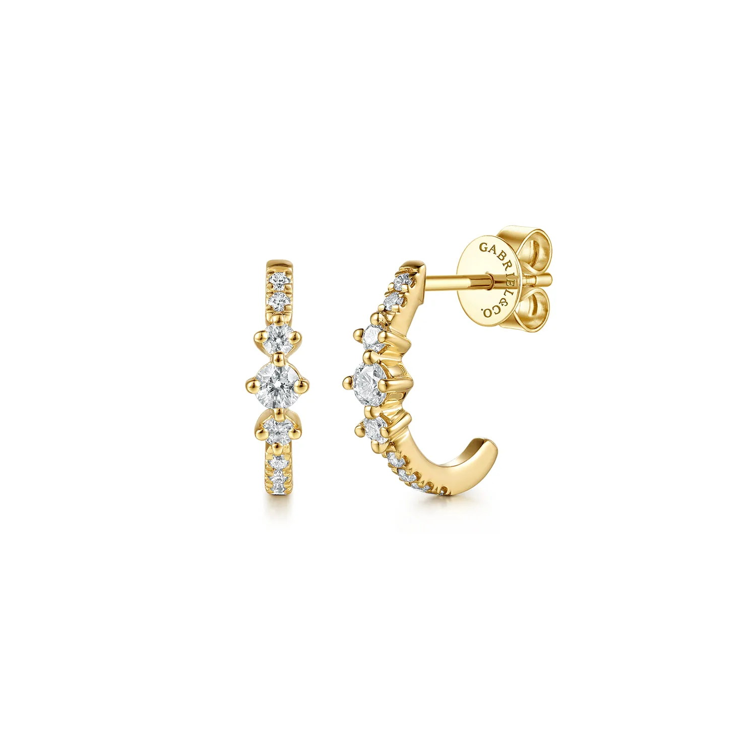 Graduating Diamond J Hoop Earrings