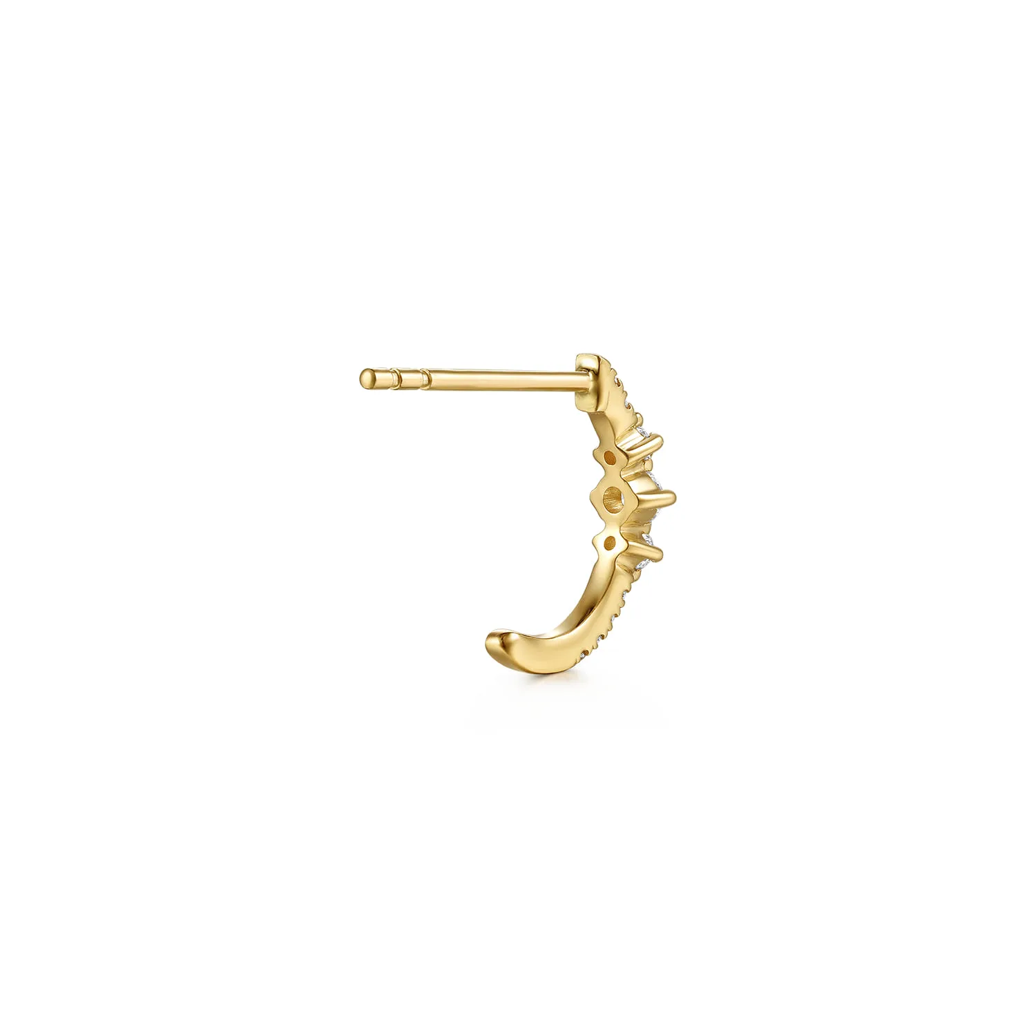Graduating Diamond J Hoop Earrings in 14K Yellow Gold, photograph 2