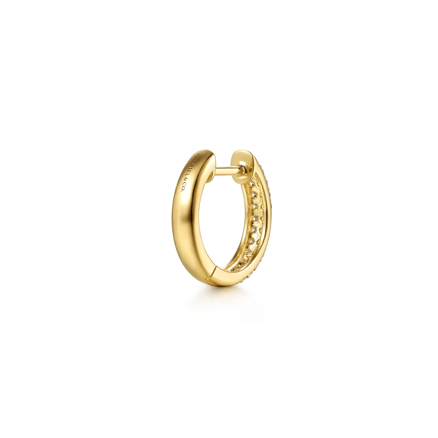 Diamond Pave Huggie Earrings in 14K Yellow Gold, photograph 2