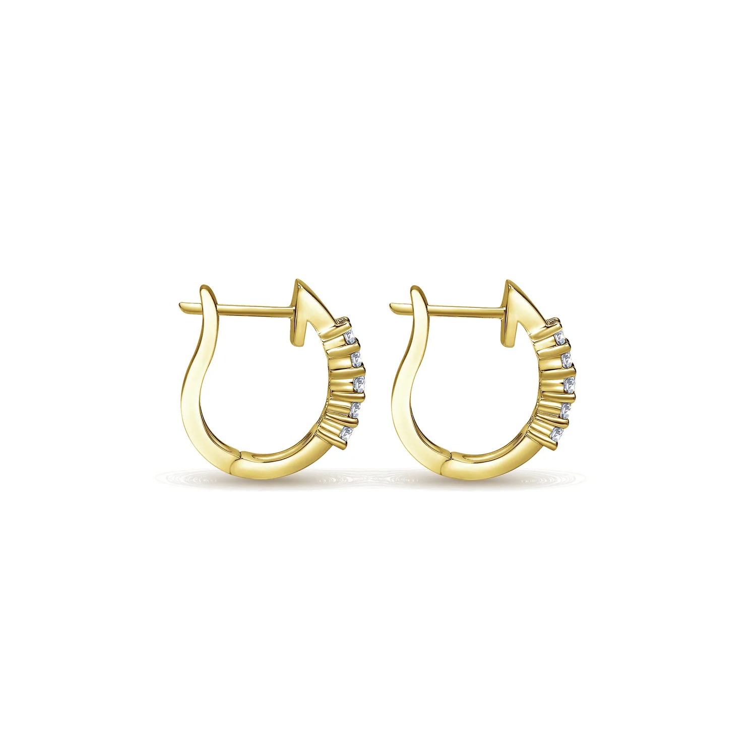 15mm Prong Set Diamond Huggies in 14K Yellow Gold, photograph 2