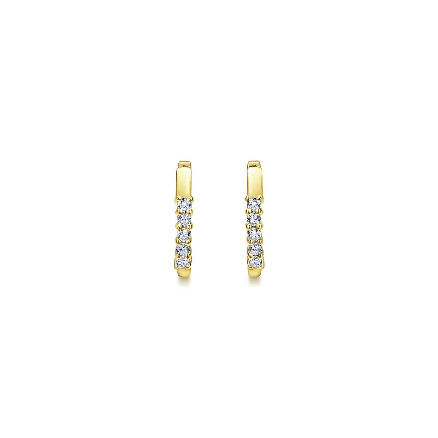 15mm Prong Set Diamond Huggies in 14K Yellow Gold, photograph 3