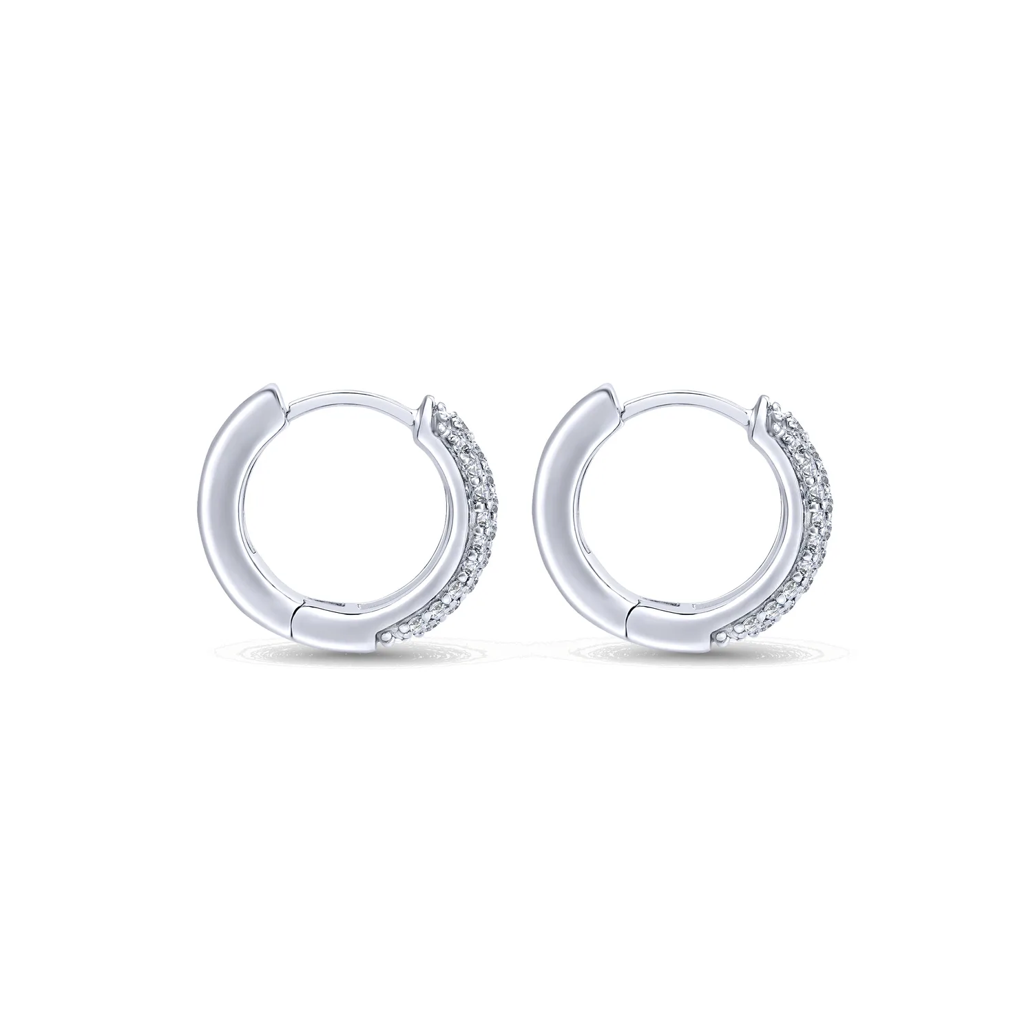 15mm Diamond Huggies in 14K White Gold, photograph 2