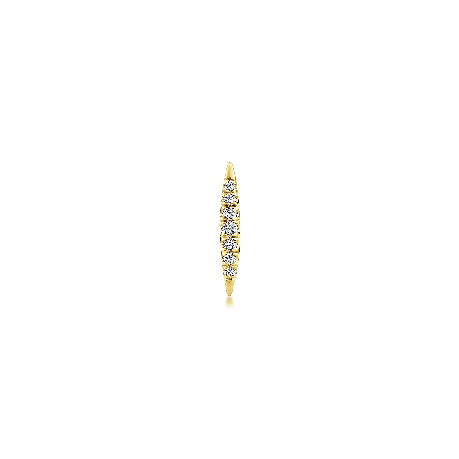 Pave Diamond Spiked Stud Single Earring in 14K Yellow Gold, photograph 2