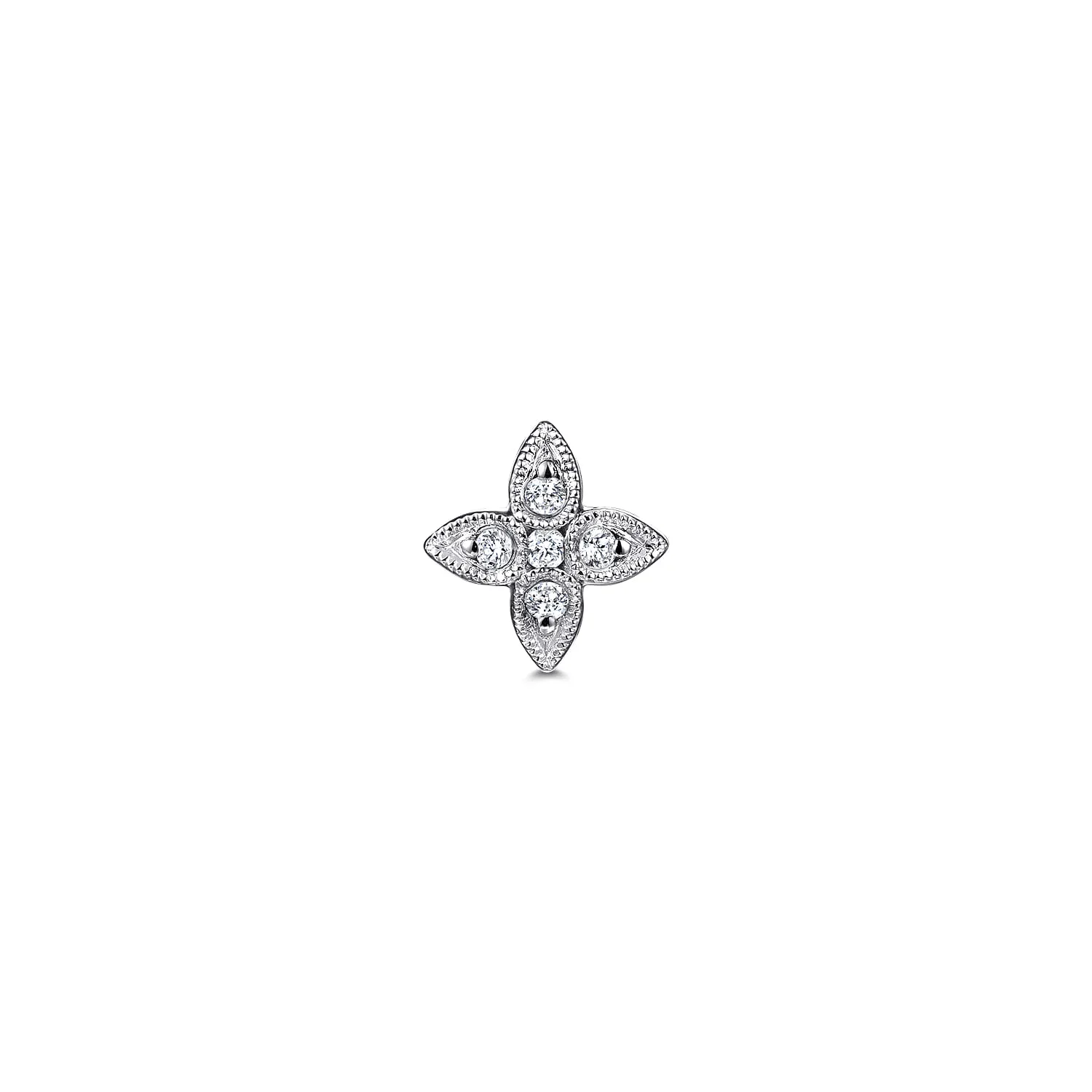 Diamond Stud Single Earring in 14K White Gold, photograph 2