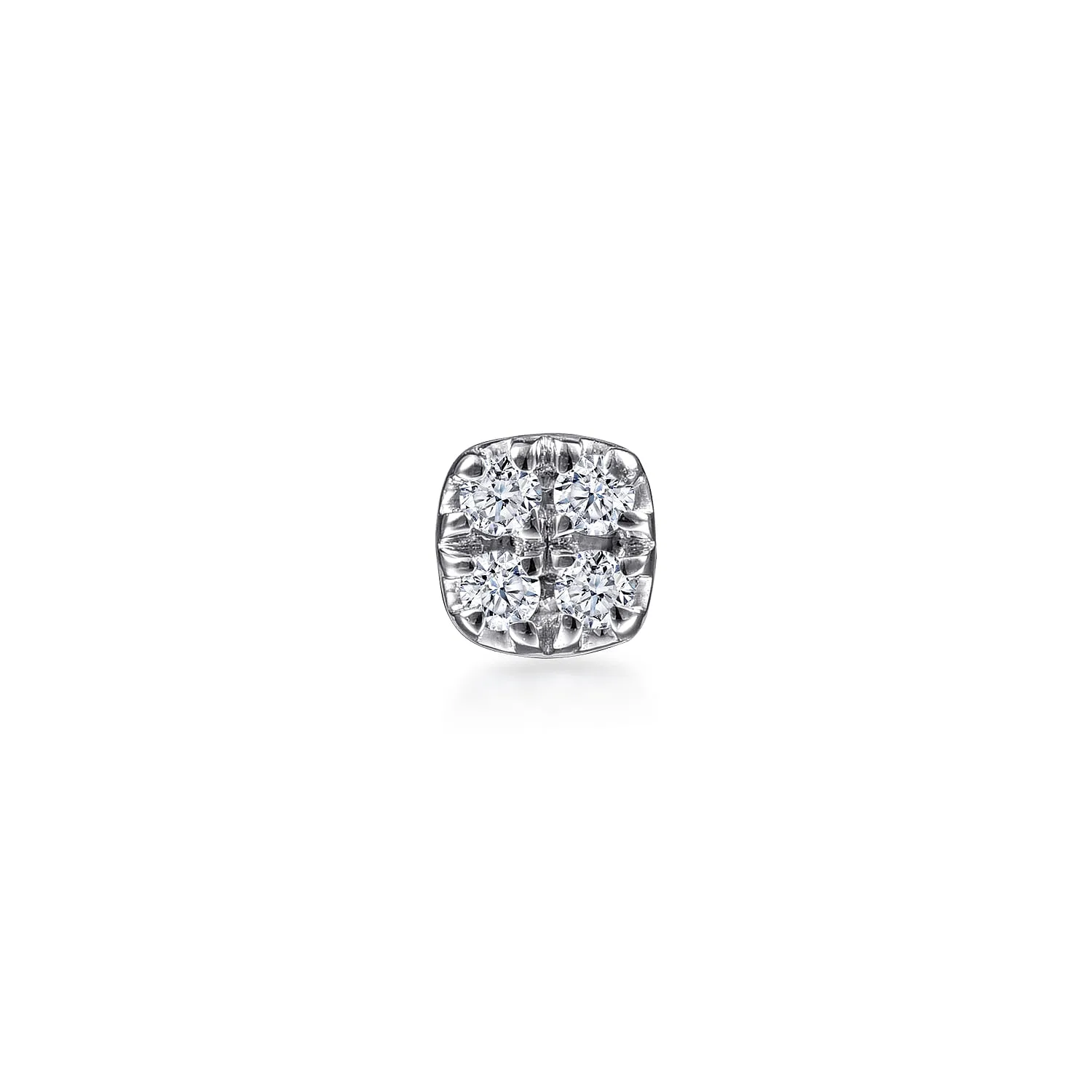 Pave Diamond Single Stud Earrings in 14K White Gold, photograph 2