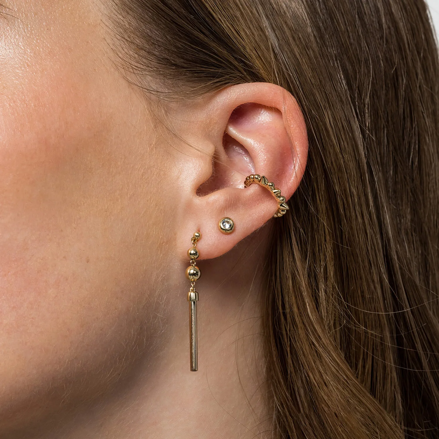 Bujukan Bead Single Ear Cuff Earring in 14K Yellow Gold, photograph 4