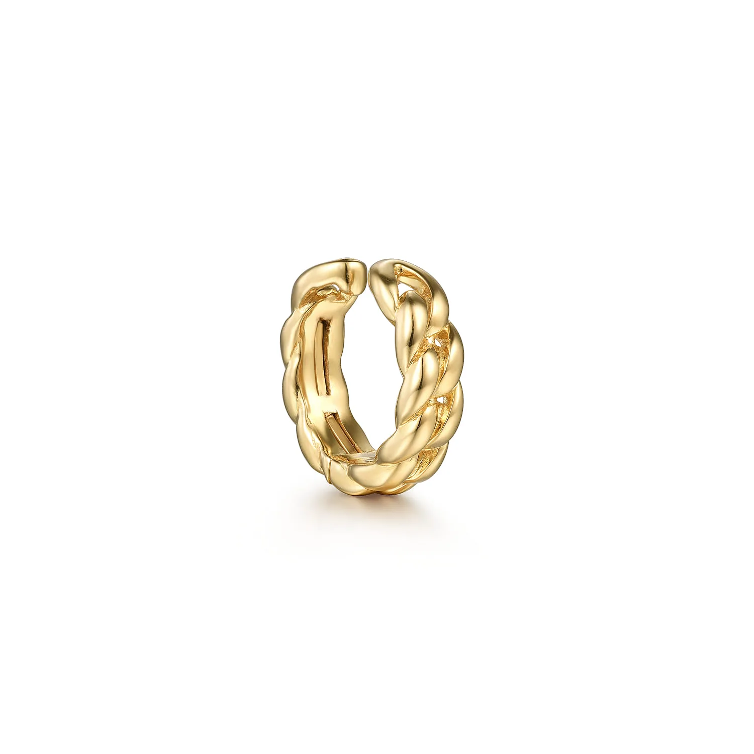 Braided Single Ear Cuff Earring in 14K Yellow Gold, photograph 2