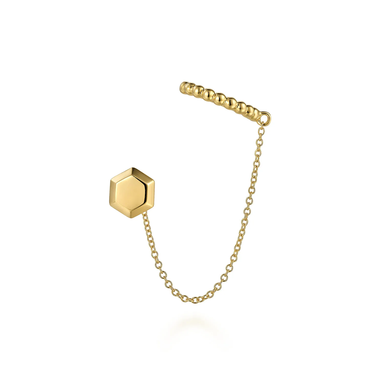 Single Stud With Chain Drop And Cuff Earring