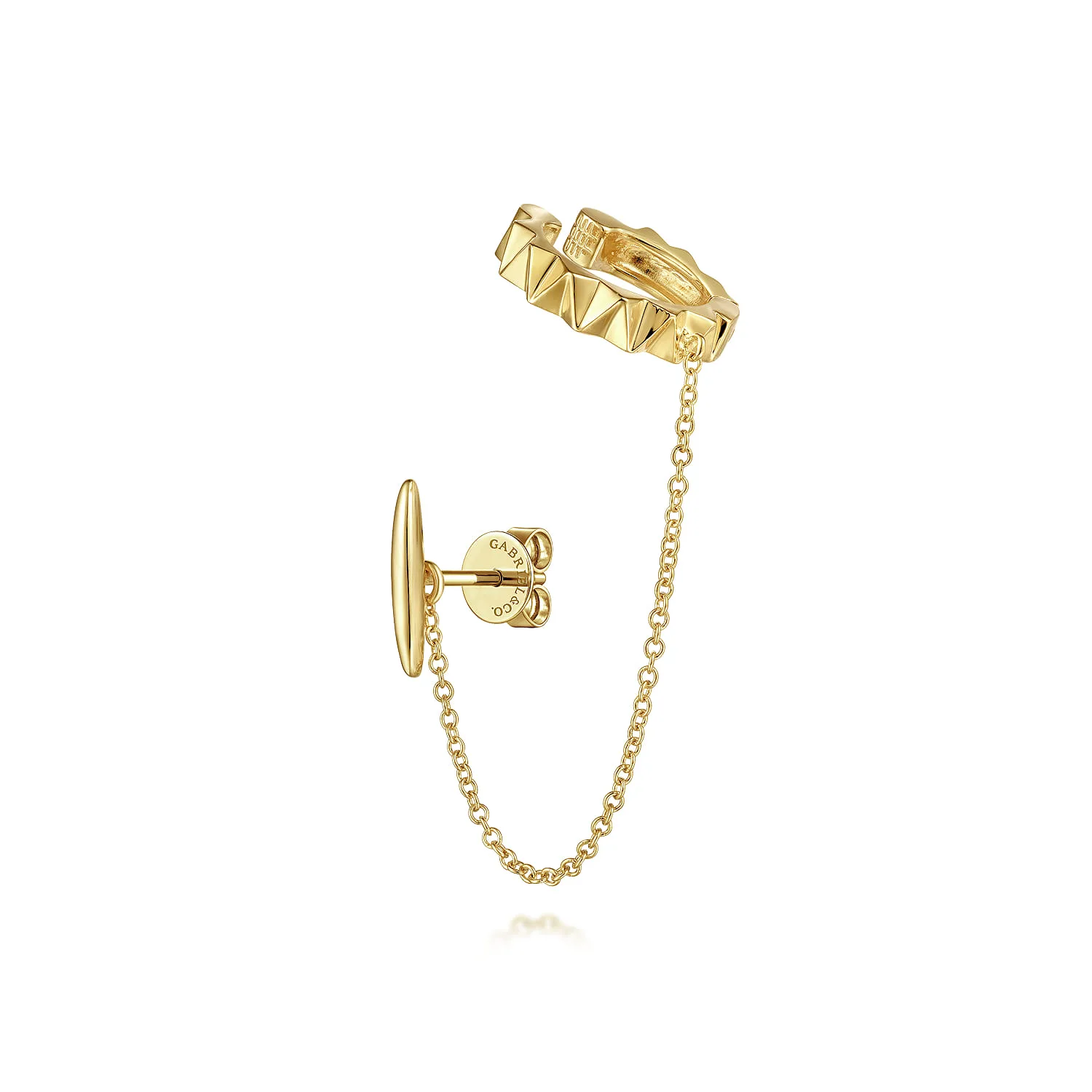 Geometric Bar and Chain Drop Single Stud and Ear Cuff