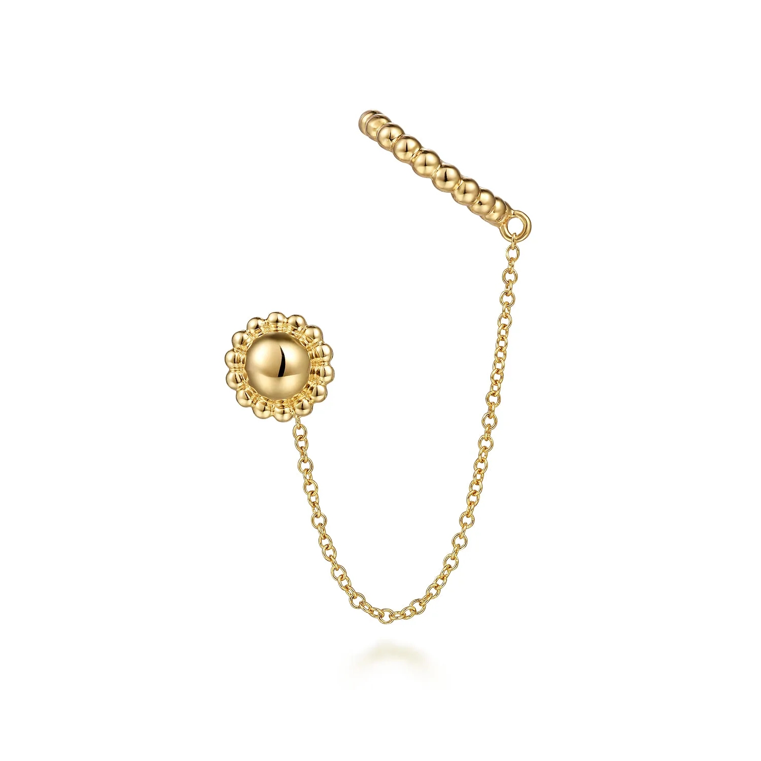 Single Stud With Chain Drop And Cuff Earring