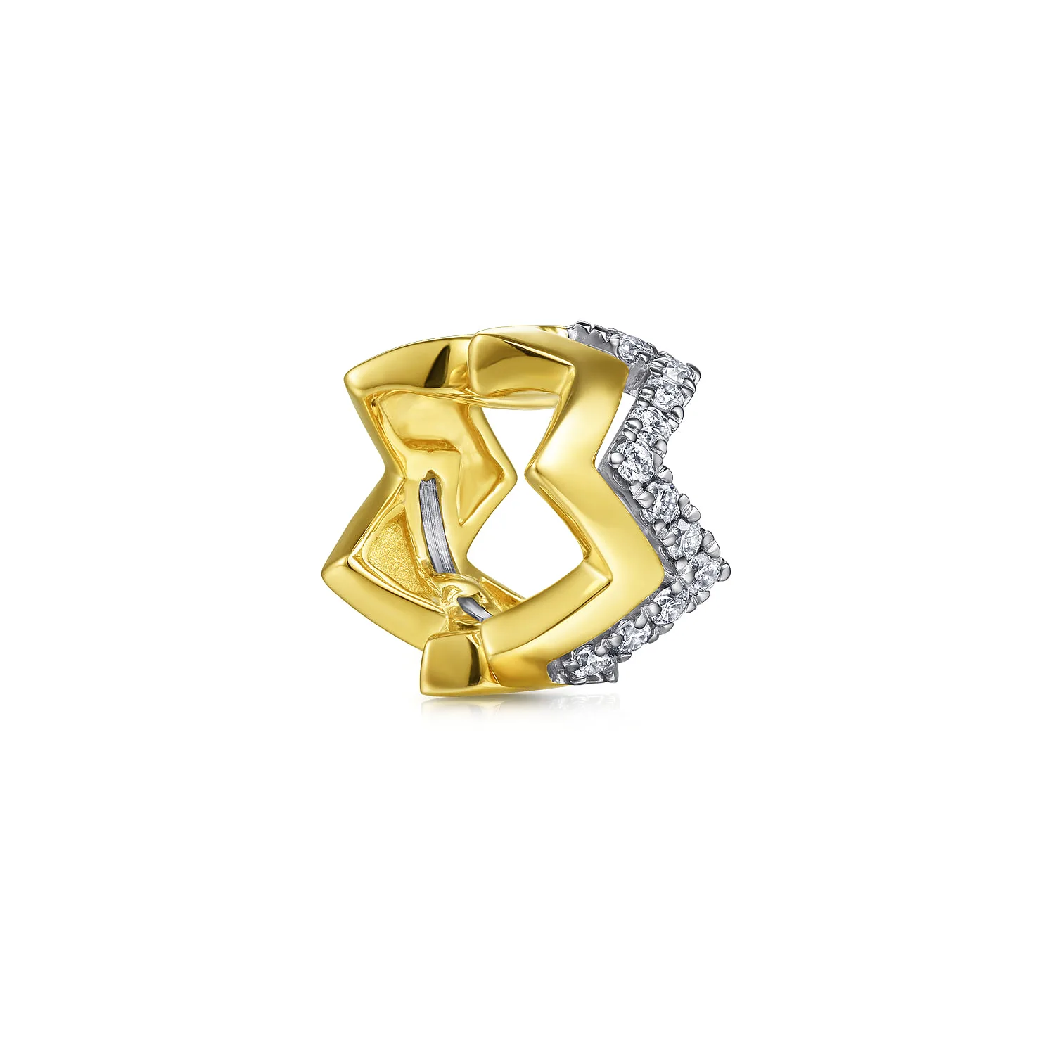 Diamond Zig Zag Ear Cuff in 14K White/Yellow Gold, photograph 2