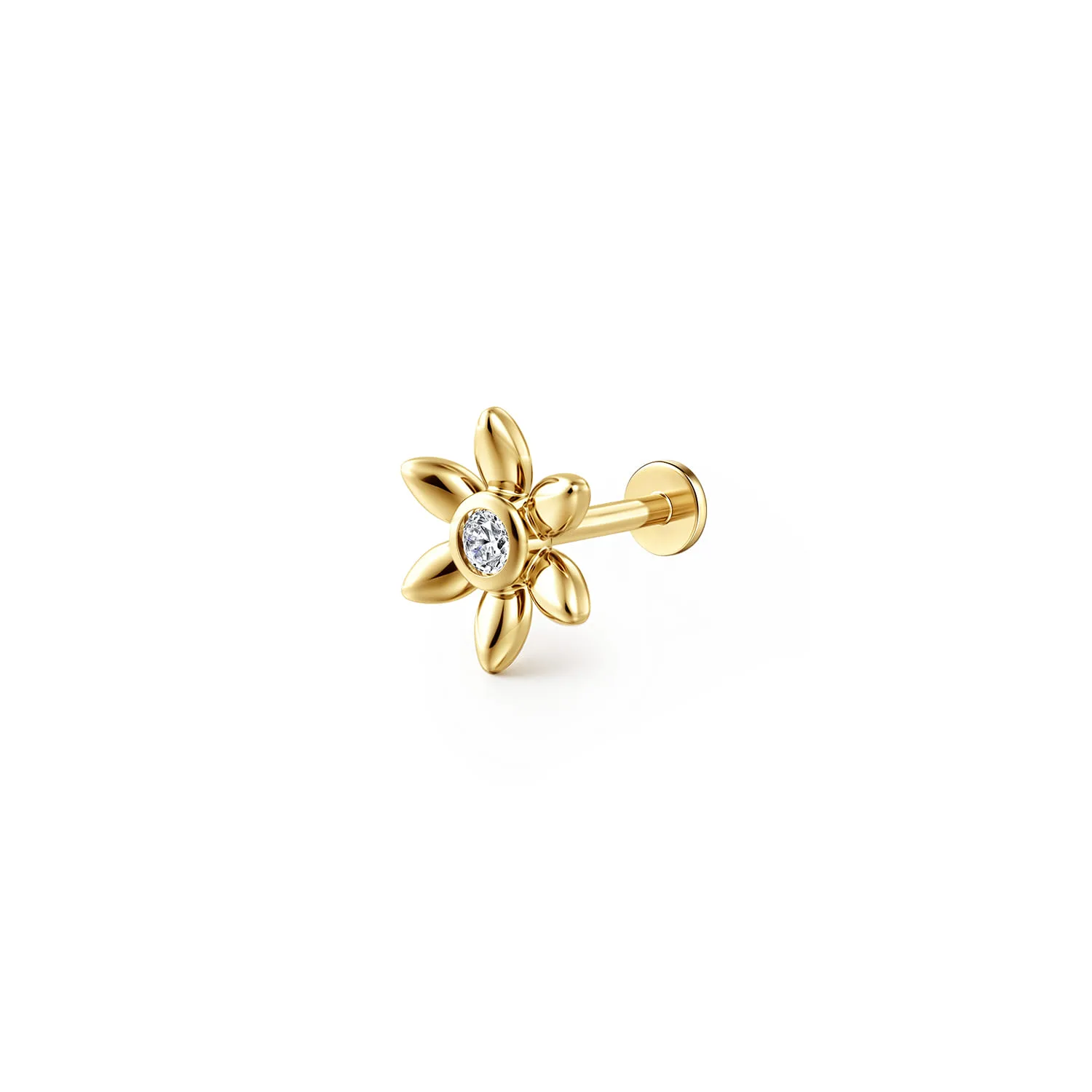 White Sapphire Stud Single Flat Back Earring
