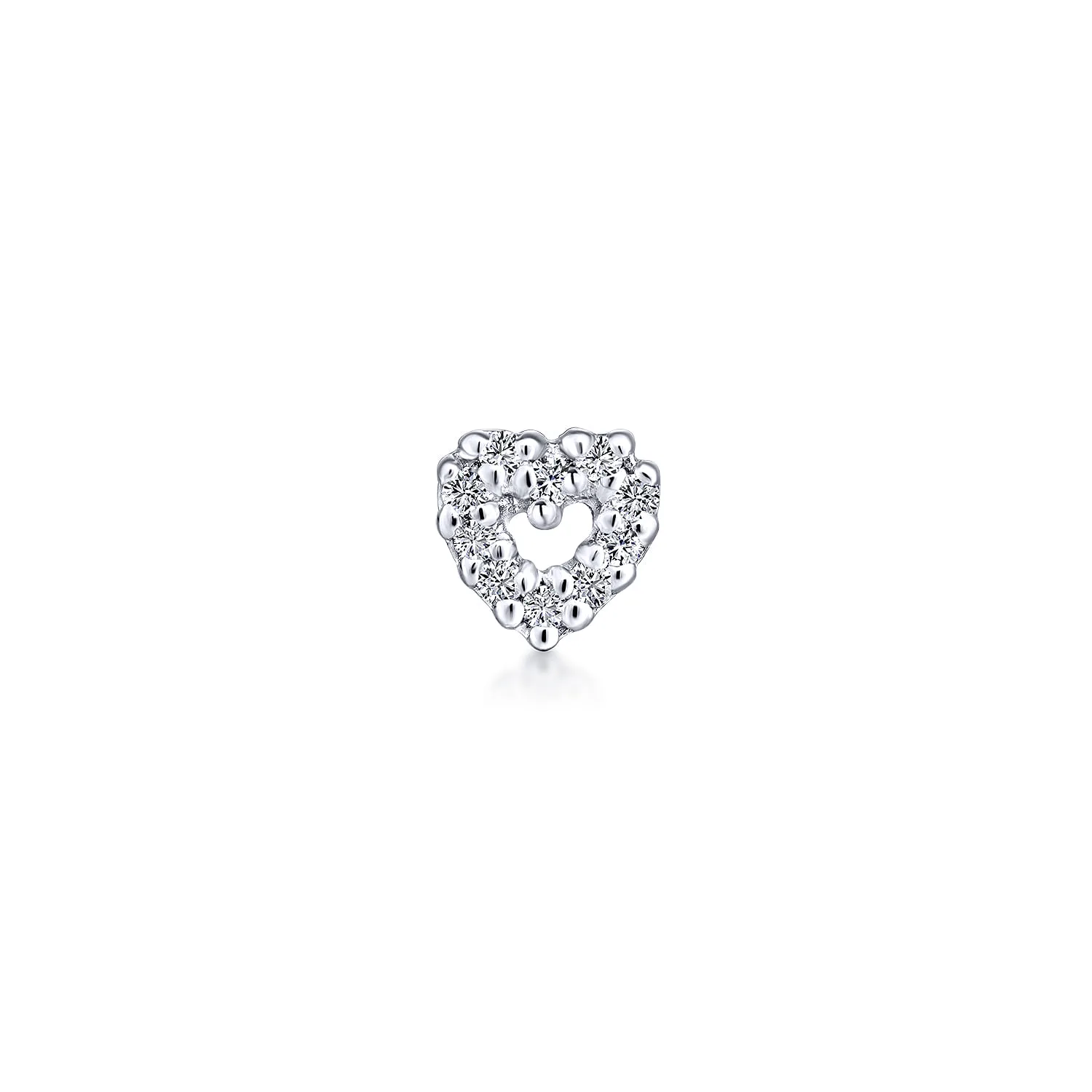 Open Diamond Single Stud Earrings in 14K White Gold, photograph 2
