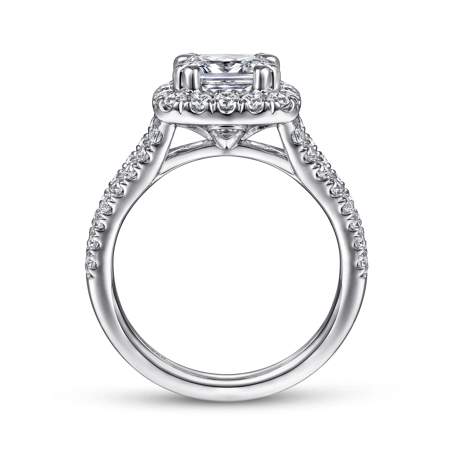 Cushion Halo Diamond Engagement Ring in 14K White Gold, photograph 2