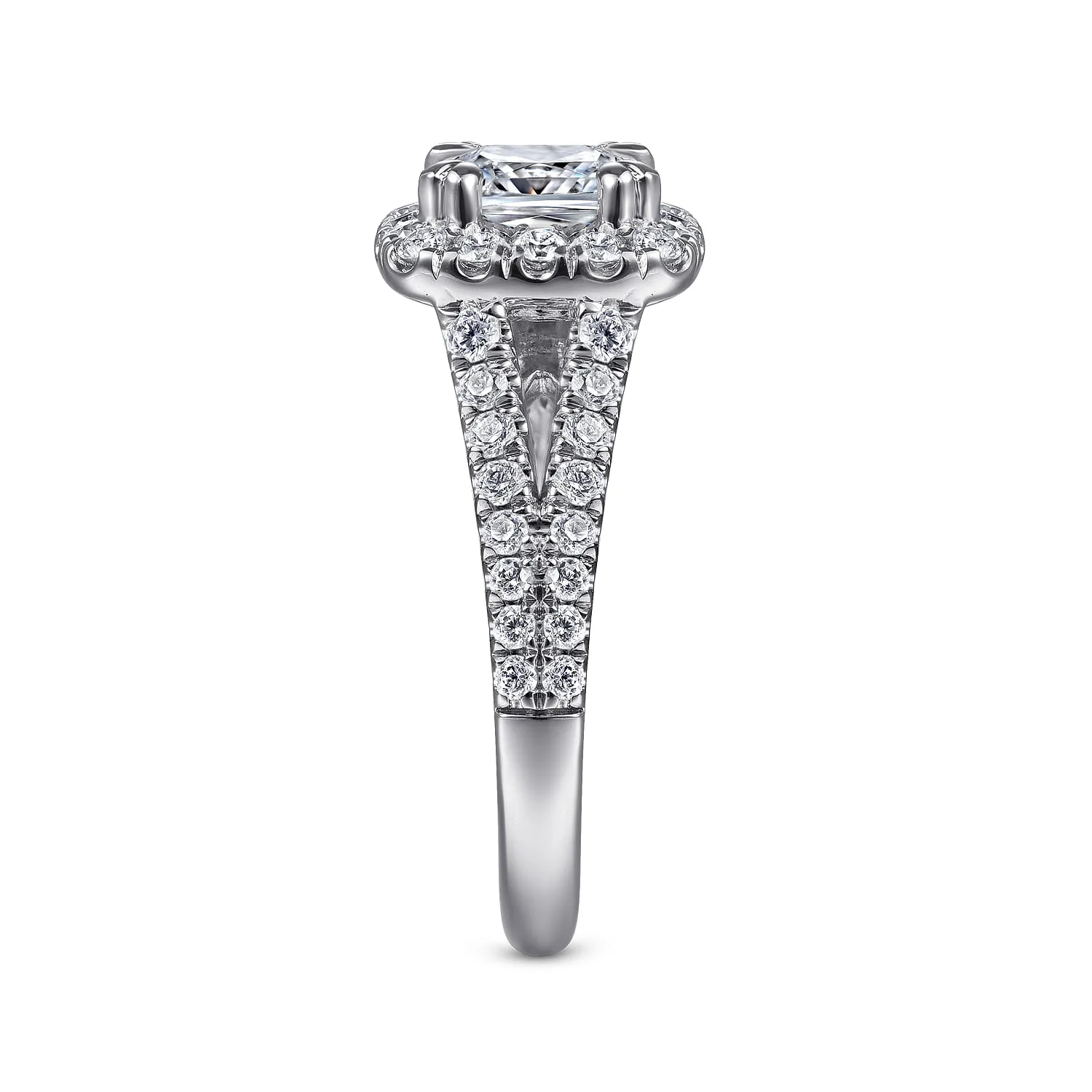 Cushion Halo Diamond Engagement Ring in 14K White Gold, photograph 5
