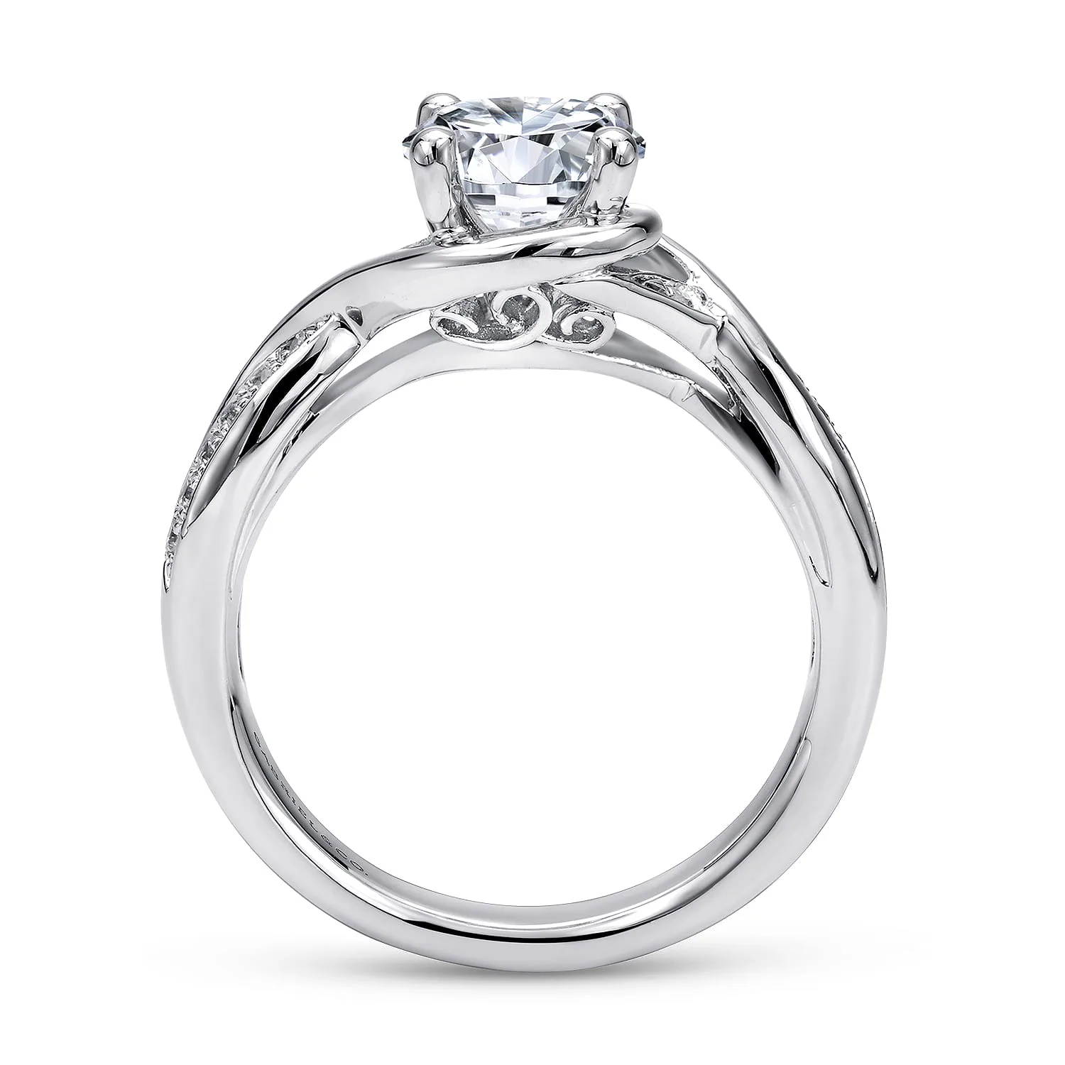 Round Twisted Diamond Channel Set Engagement Ring in Platinum, photograph 2