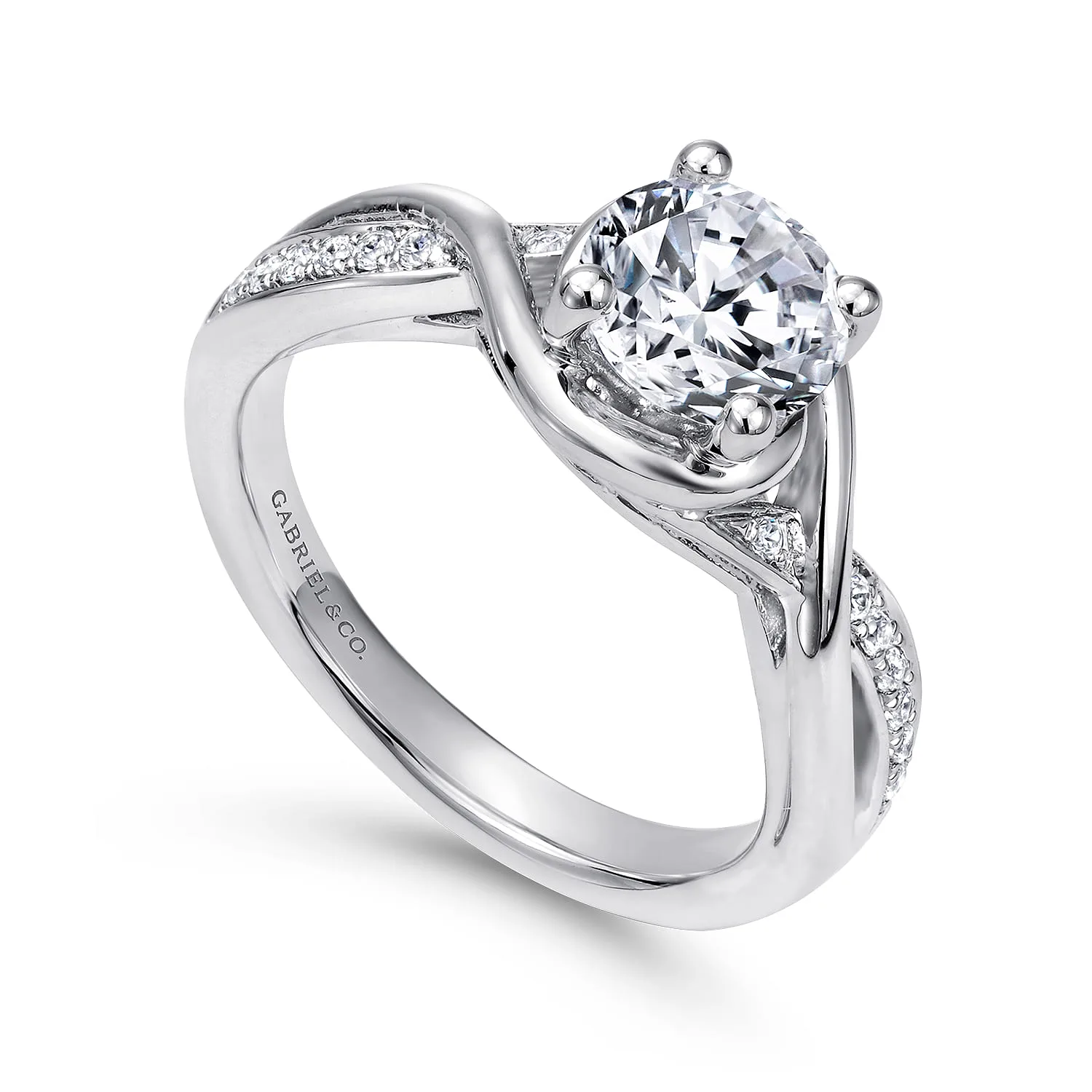 Round Twisted Diamond Channel Set Engagement Ring in Platinum, photograph 3