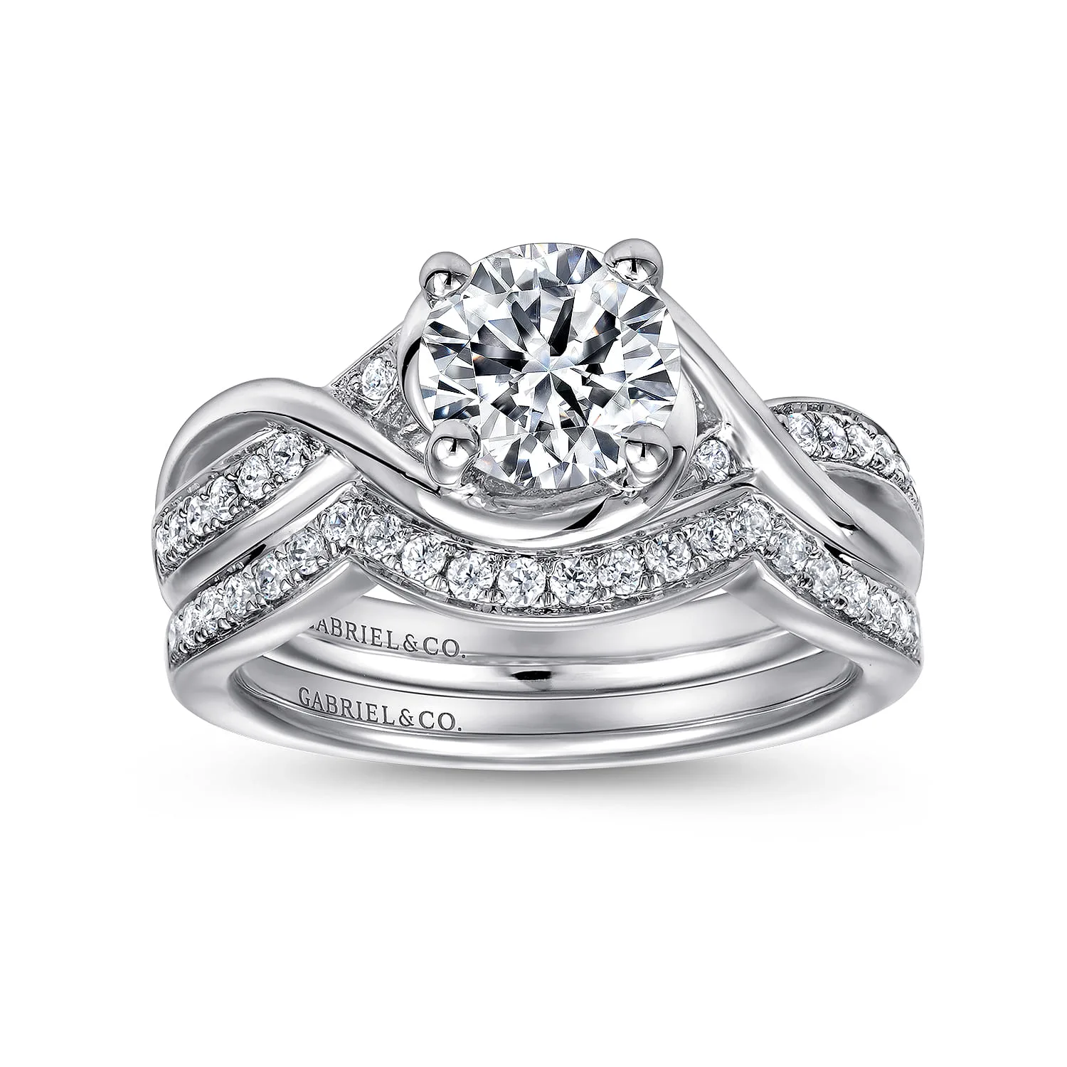 Round Twisted Diamond Channel Set Engagement Ring in Platinum, photograph 4
