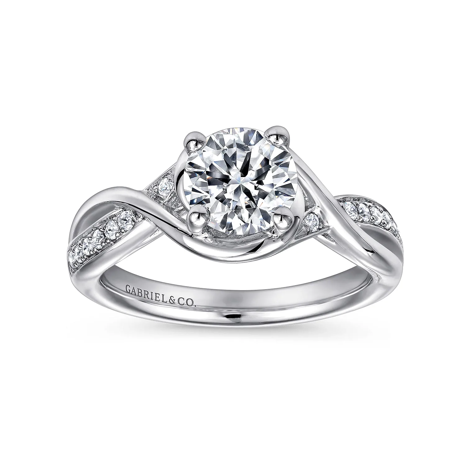 Round Twisted Diamond Channel Set Engagement Ring in Platinum, photograph 5