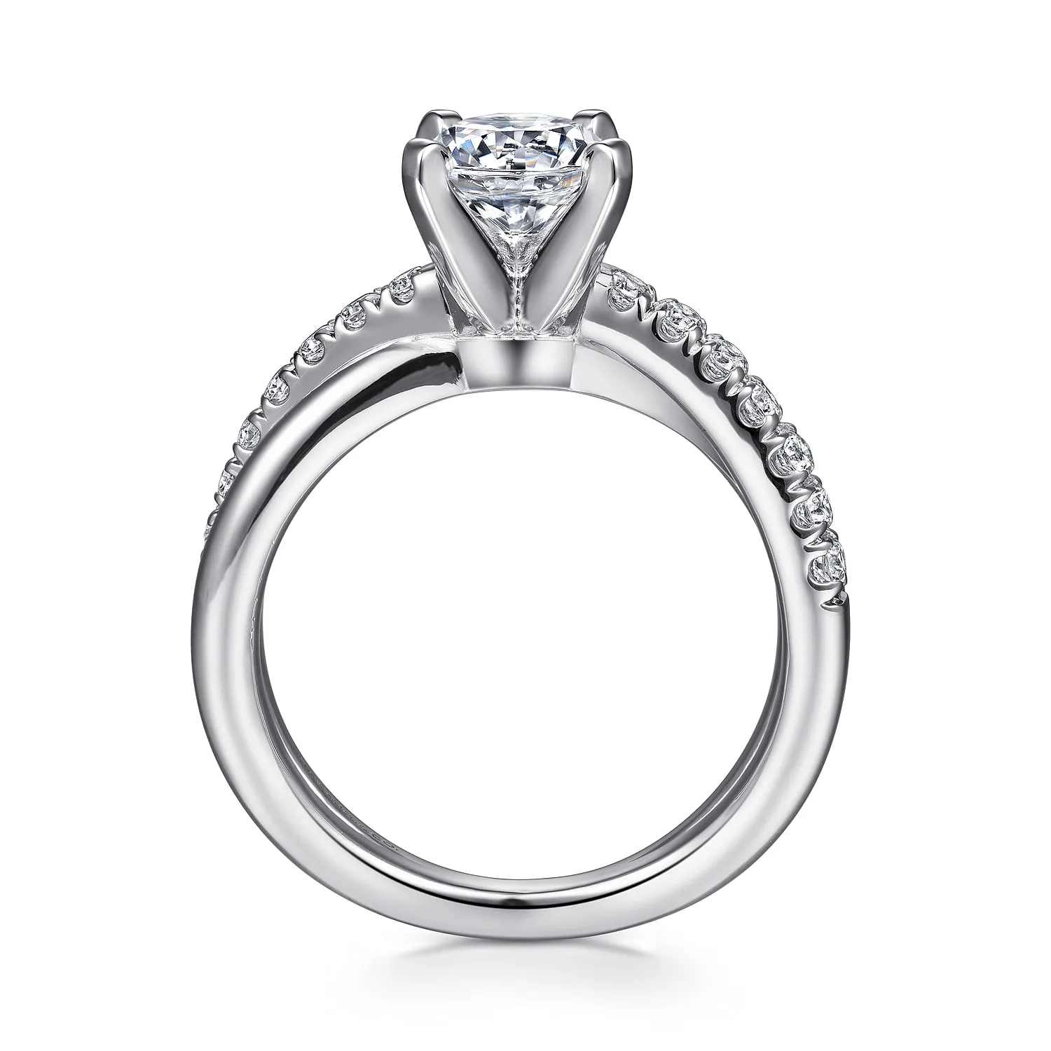 Round Twisted Diamond Engagement Ring in Platinum, photograph 2