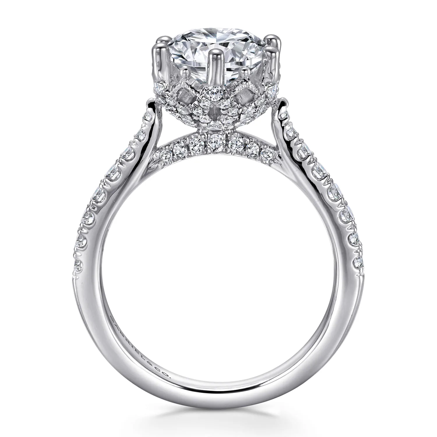 Round Diamond Engagement Ring in 14K White Gold, photograph 2