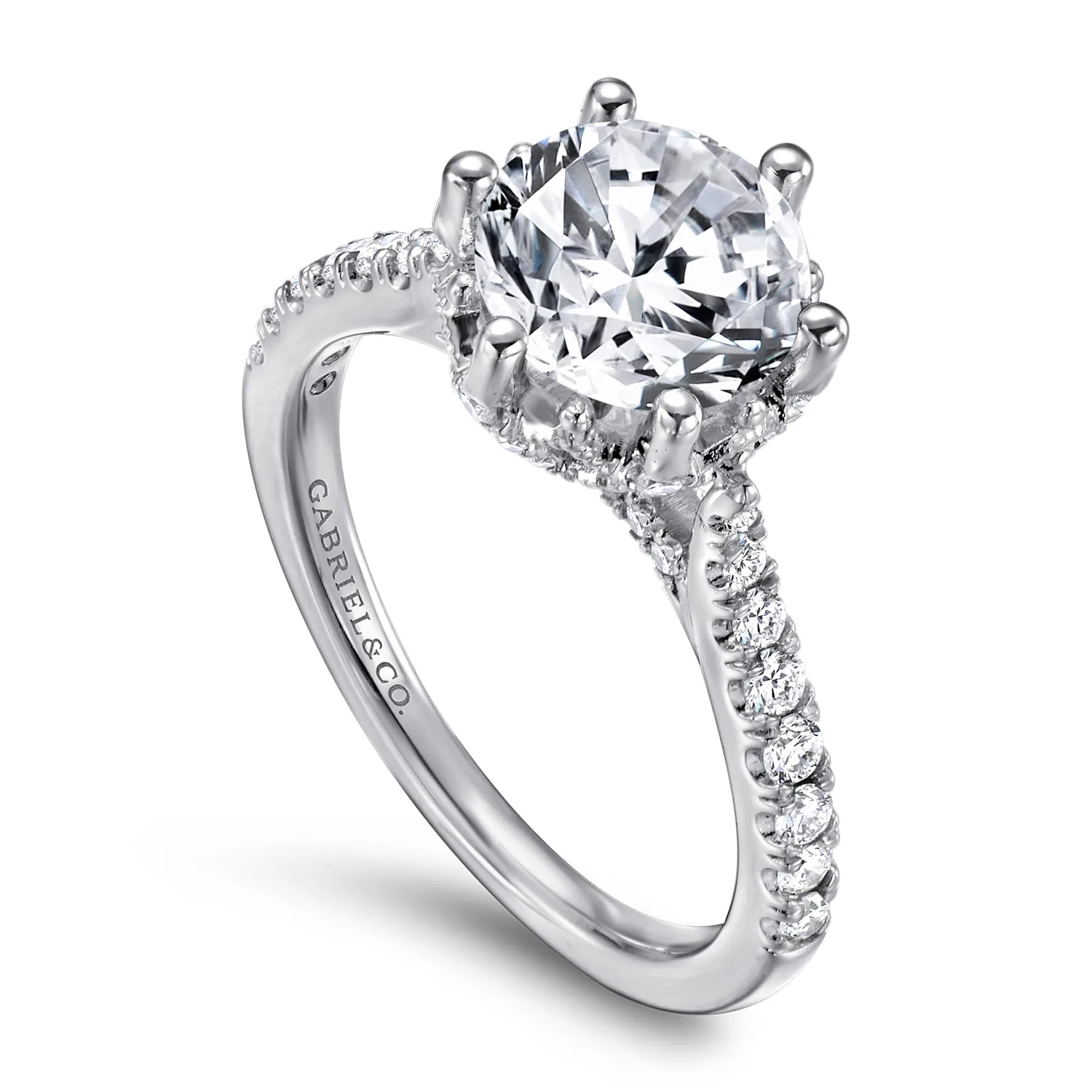 Round Diamond Engagement Ring in 14K White Gold, photograph 3