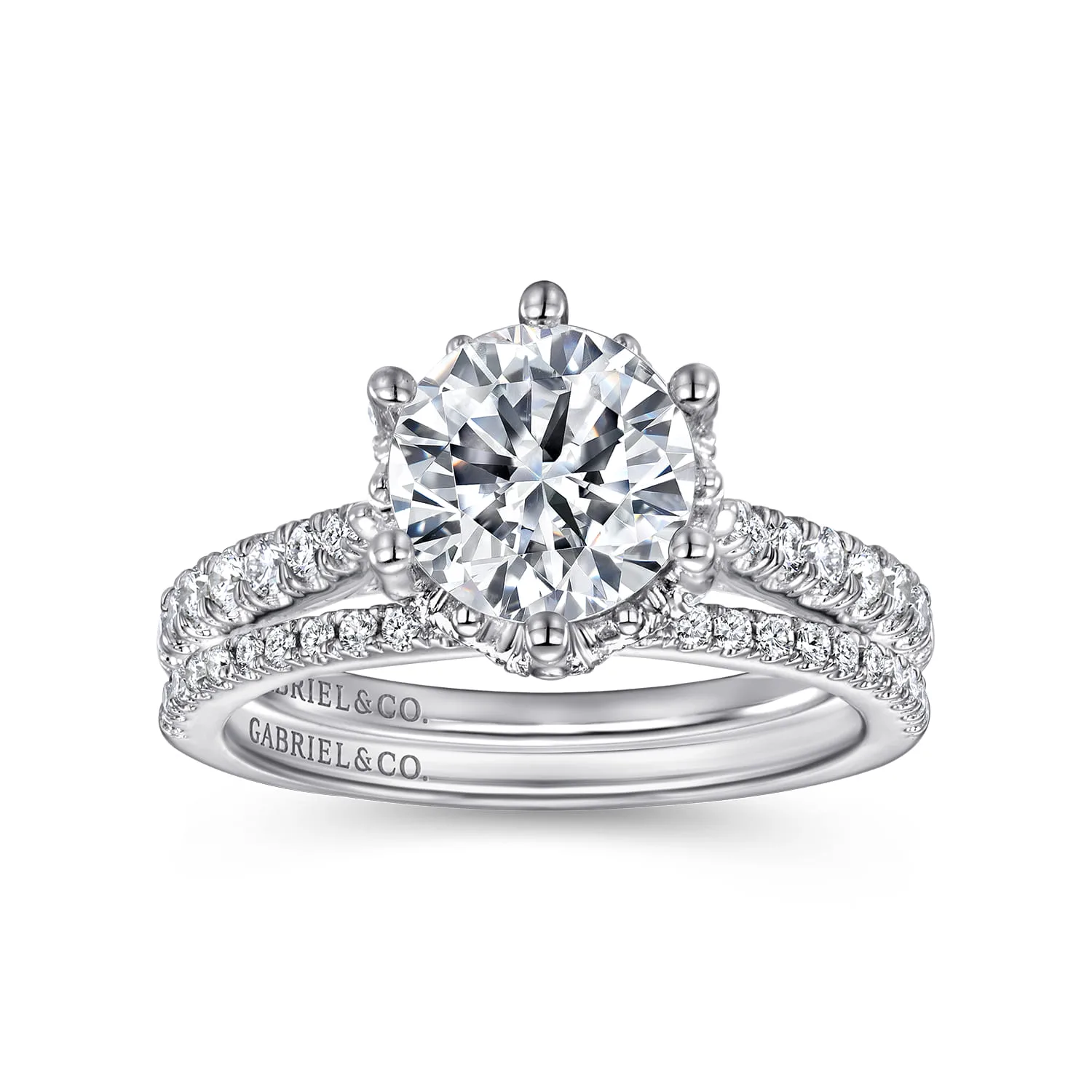 Round Diamond Engagement Ring in 14K White Gold, photograph 4