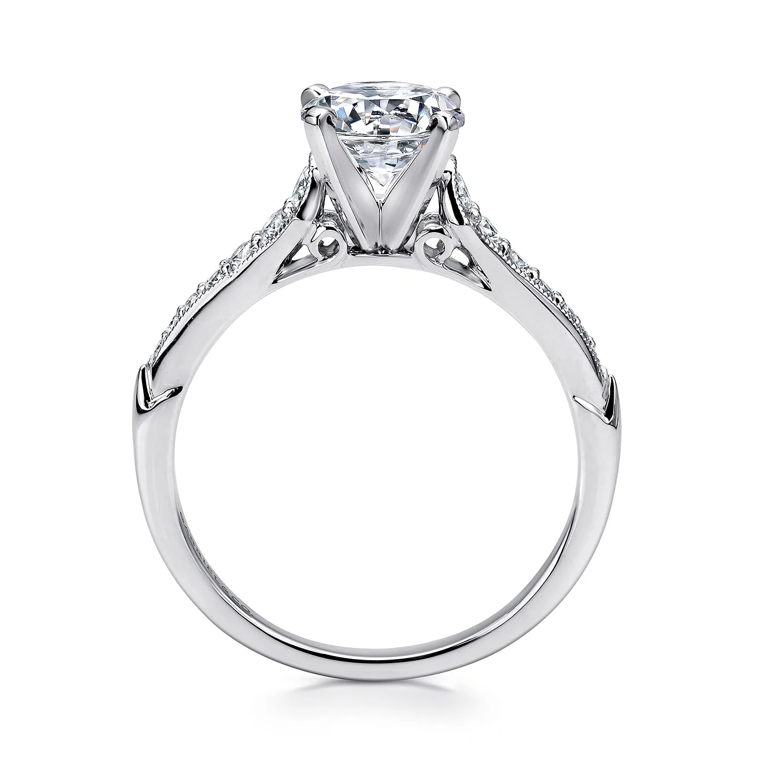 Round Diamond Engagement Ring in 14K White Gold, photograph 2