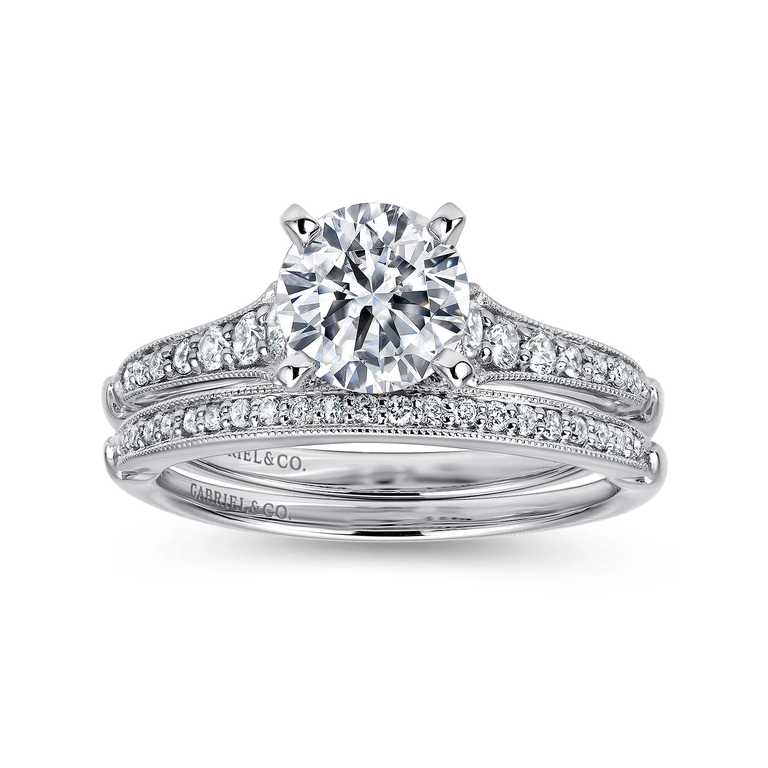Round Diamond Engagement Ring in 14K White Gold, photograph 4