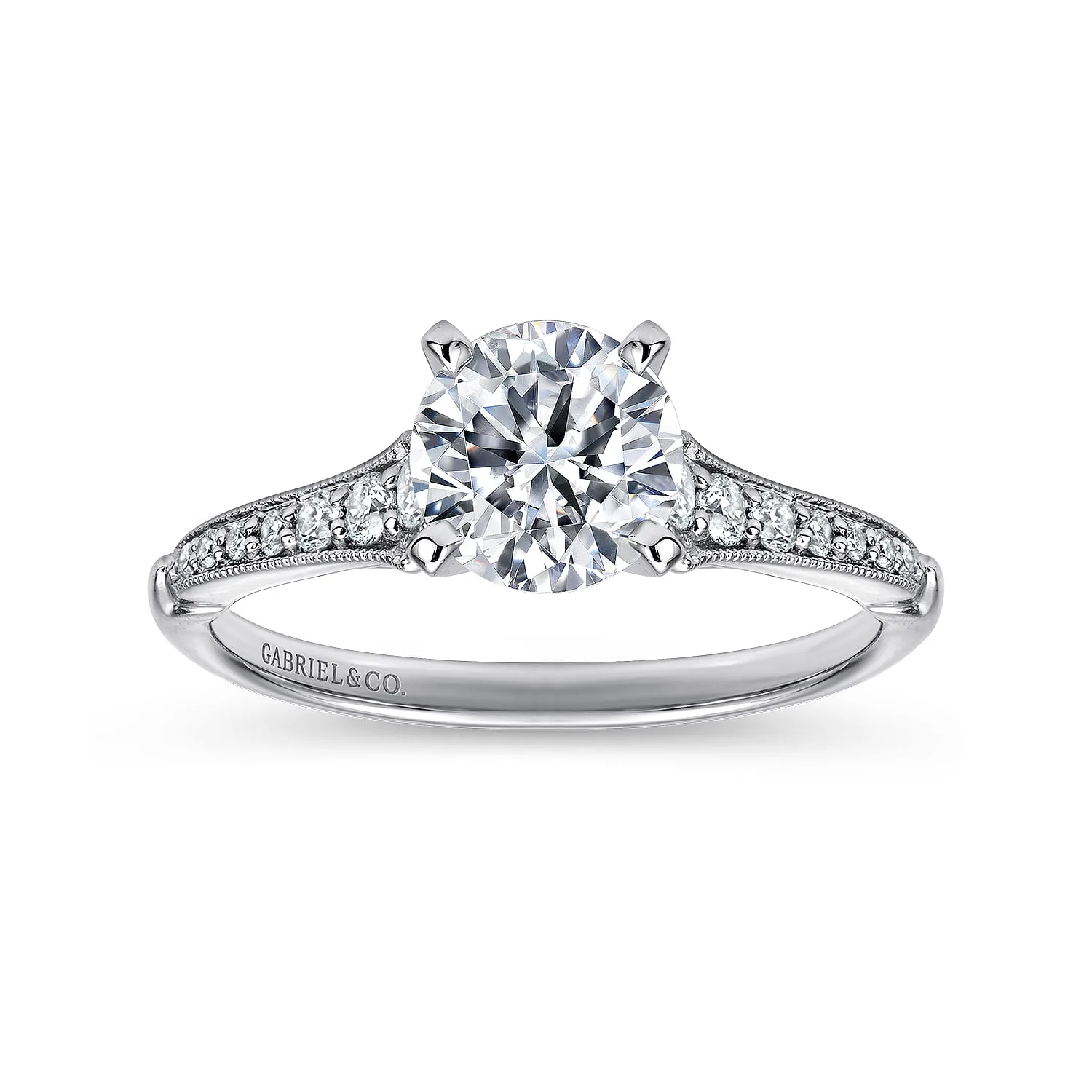 Round Diamond Engagement Ring in 14K White Gold, photograph 5