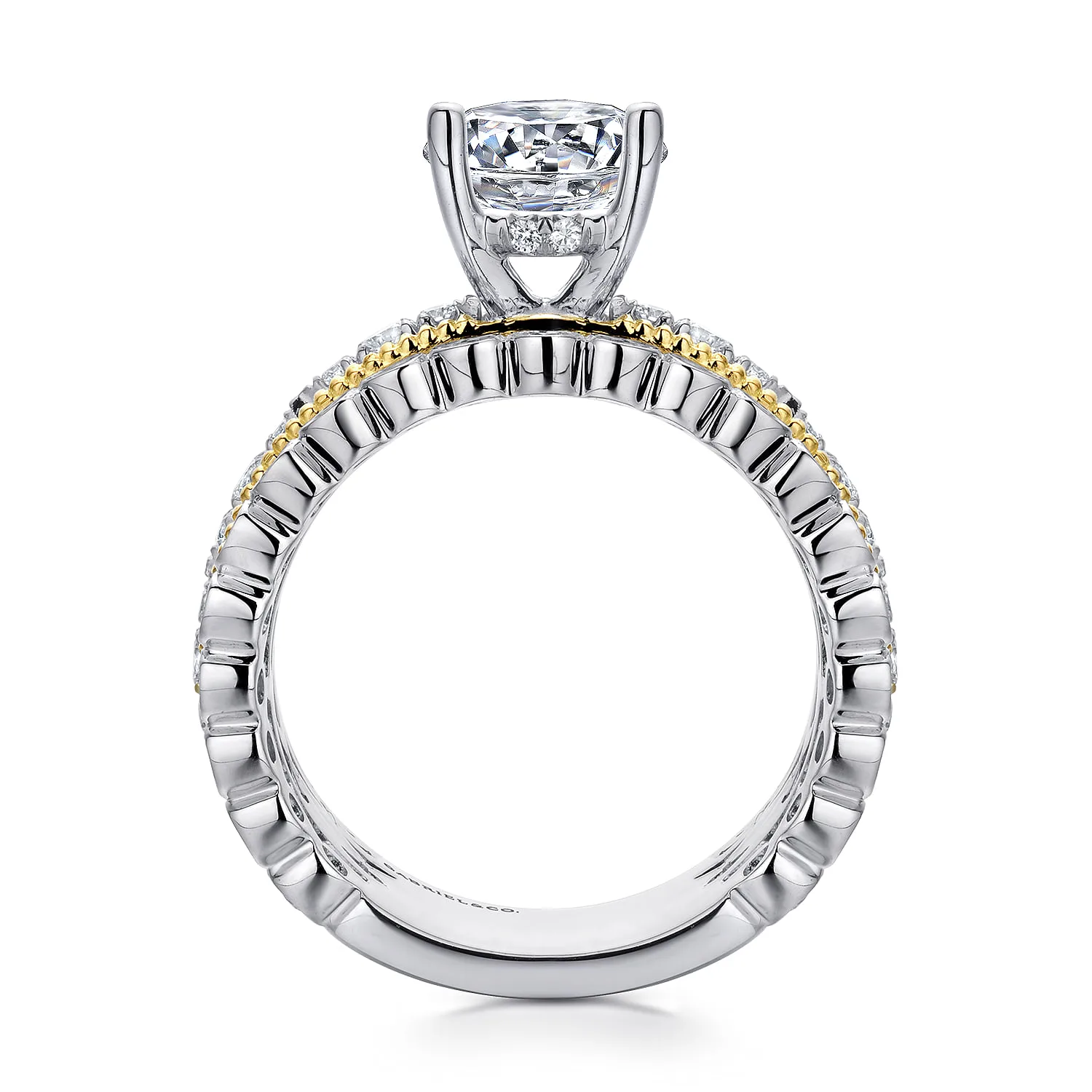 Round Diamond Engagement Ring in 14K White/Yellow Gold, photograph 2