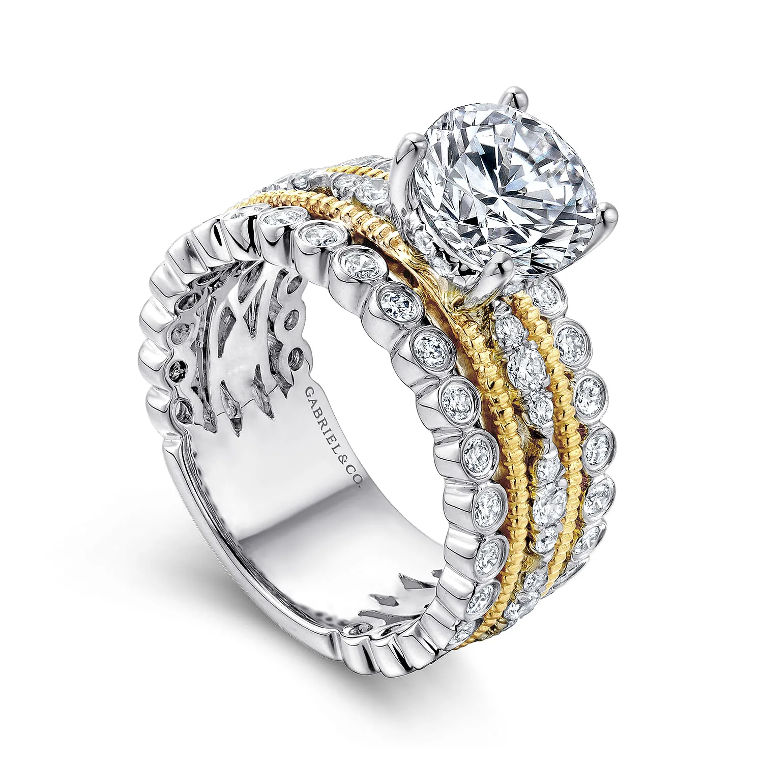 Round Diamond Engagement Ring in 14K White/Yellow Gold, photograph 3