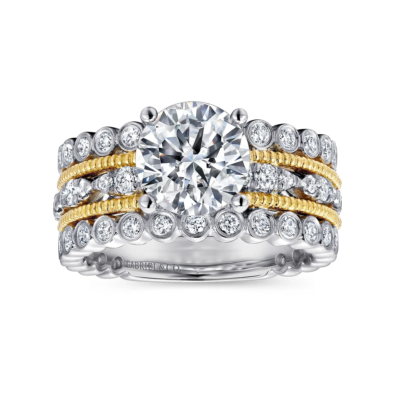 Round Diamond Engagement Ring in 14K White/Yellow Gold, photograph 5
