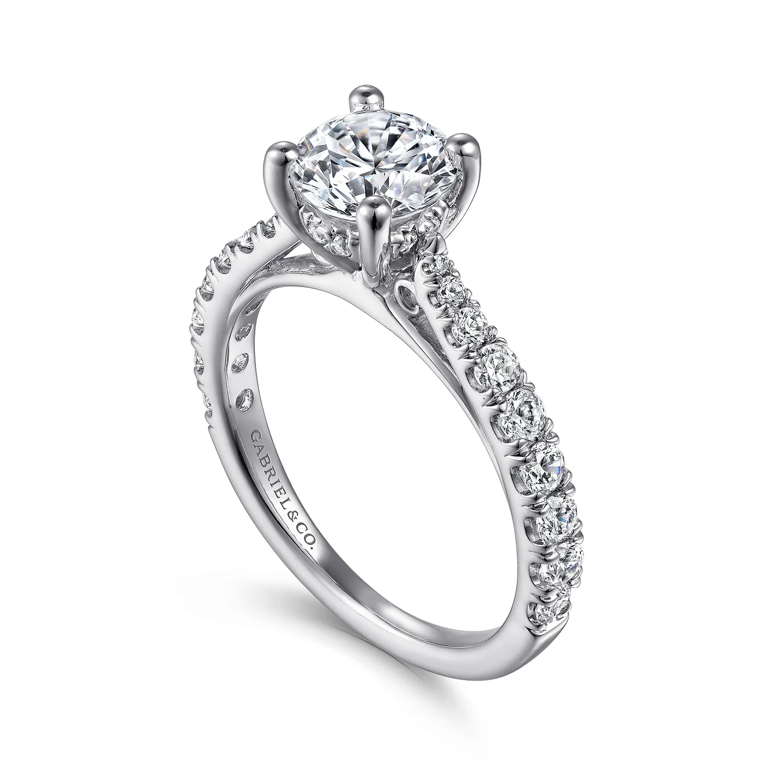 Round Diamond Engagement Ring in 14K White Gold, photograph 3