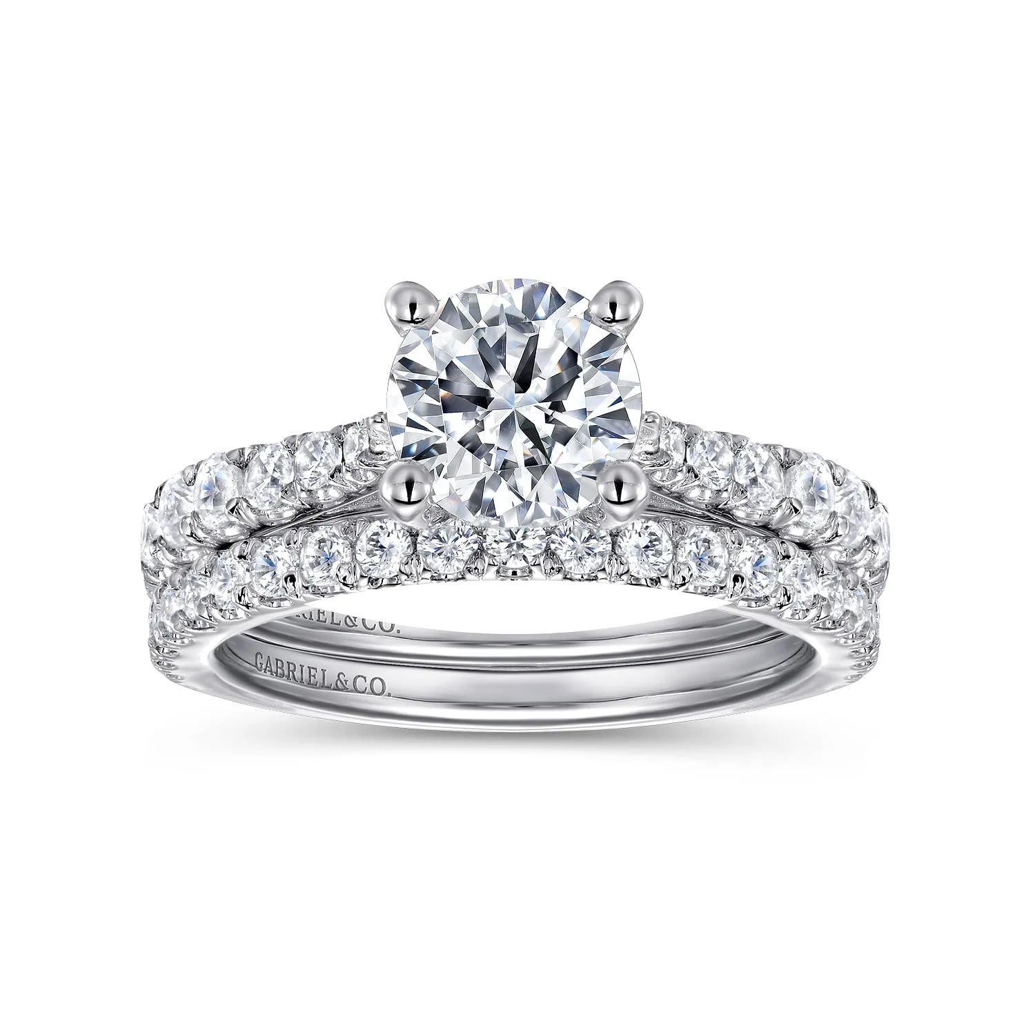 Round Diamond Engagement Ring in 14K White Gold, photograph 4