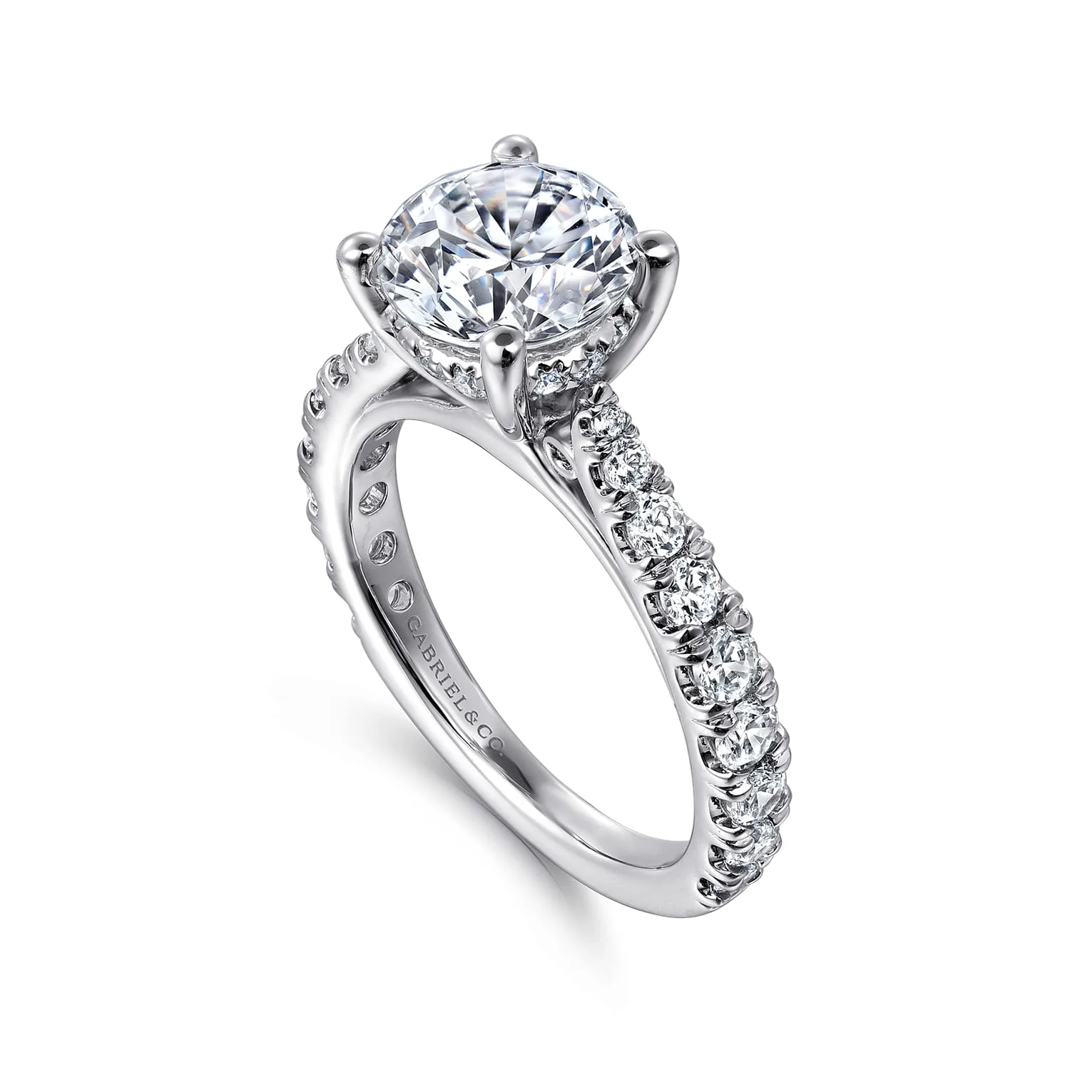 Round Diamond Engagement Ring in 14K White Gold, photograph 3