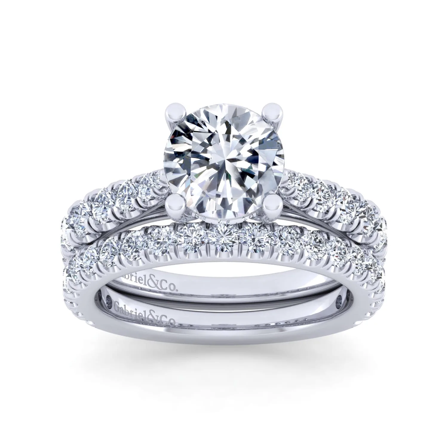 Round Diamond Engagement Ring in 14K White Gold, photograph 4