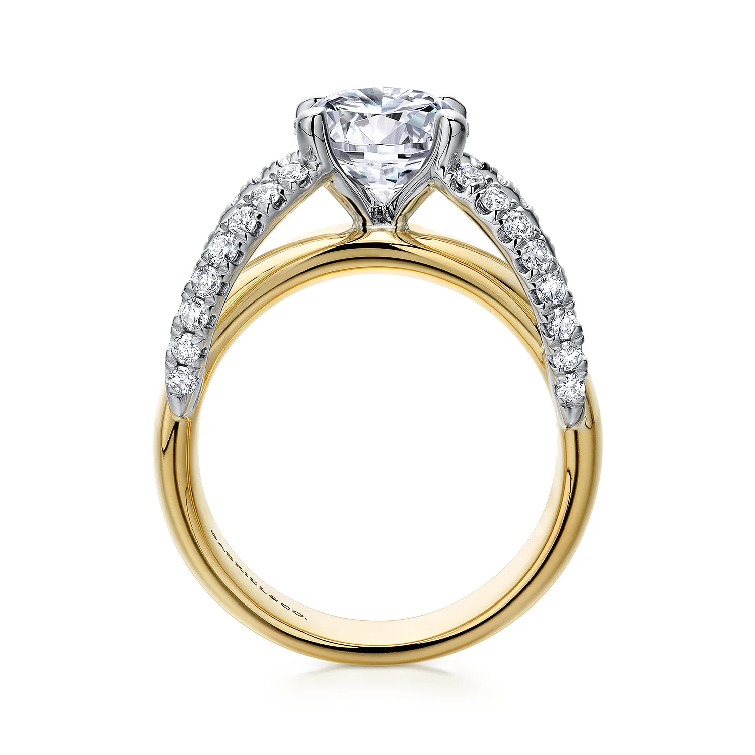 Round Diamond Engagement Ring in 14K White/Yellow Gold, photograph 2