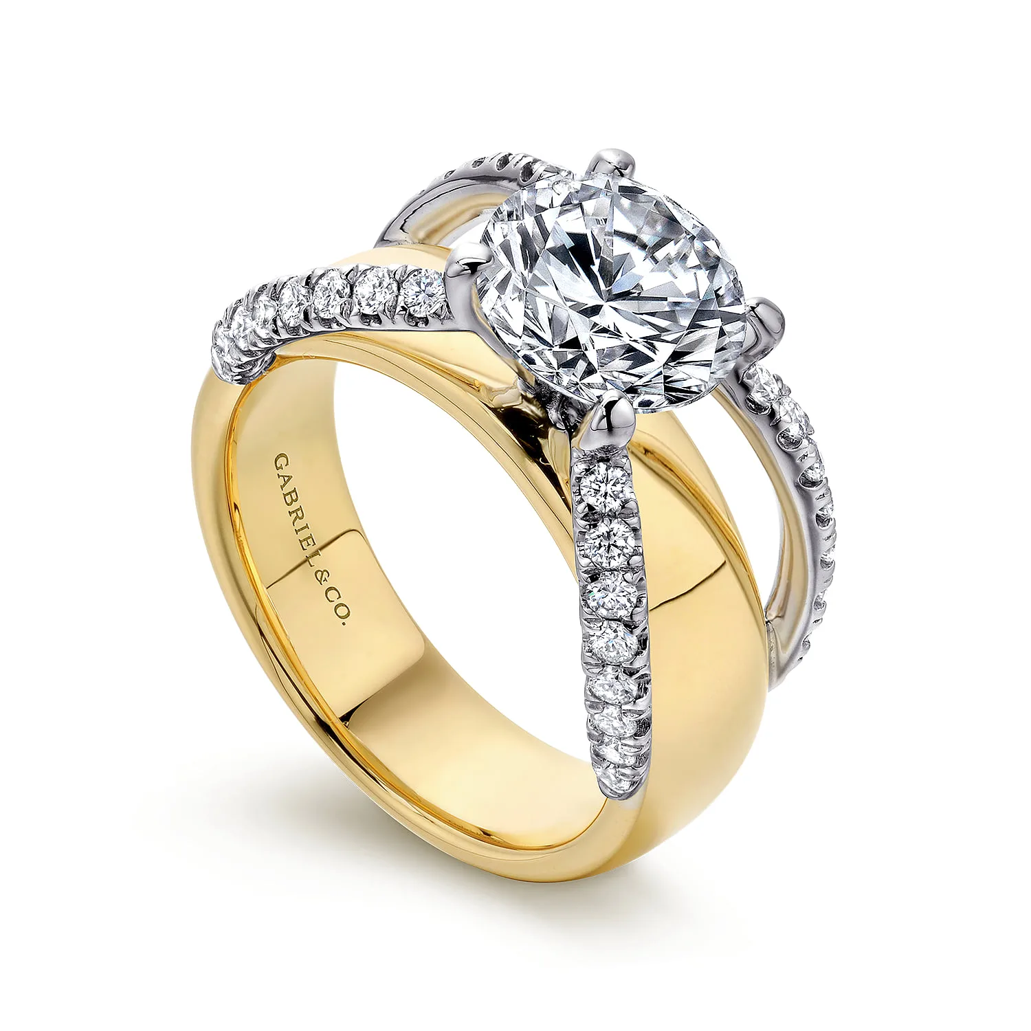 Round Diamond Engagement Ring in 14K White/Yellow Gold, photograph 3