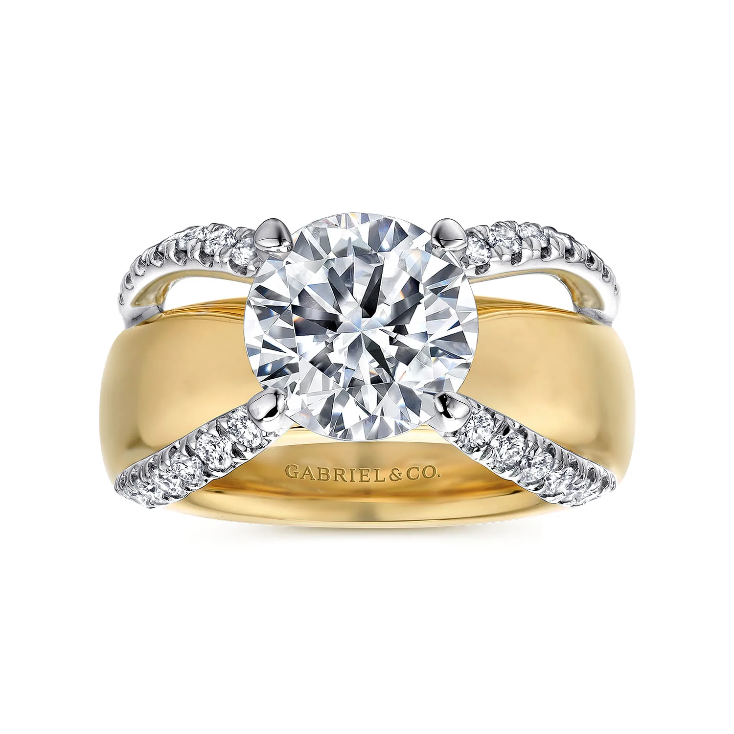 Round Diamond Engagement Ring in 14K White/Yellow Gold, photograph 4