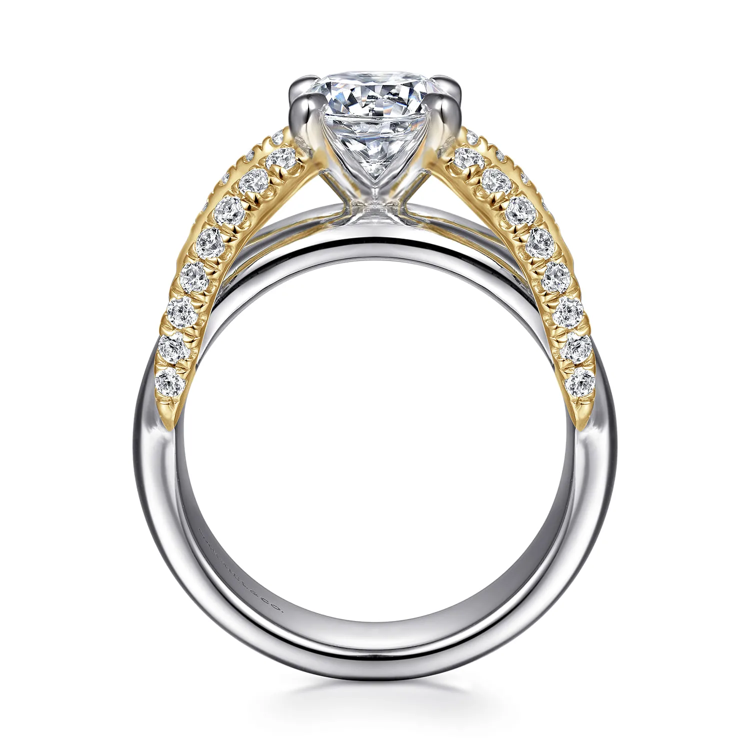Round Diamond Engagement Ring in 14K White/Yellow Gold, photograph 2